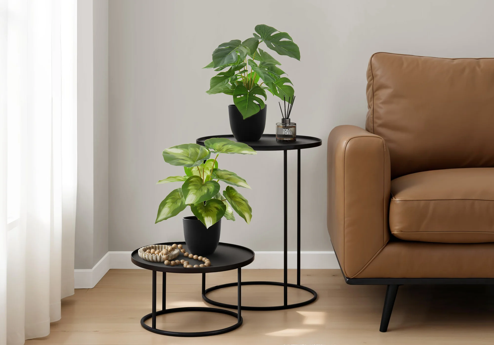13" Monstera and Calathea Plants with 4" Black Pot - Green - Set of Two - Image 2