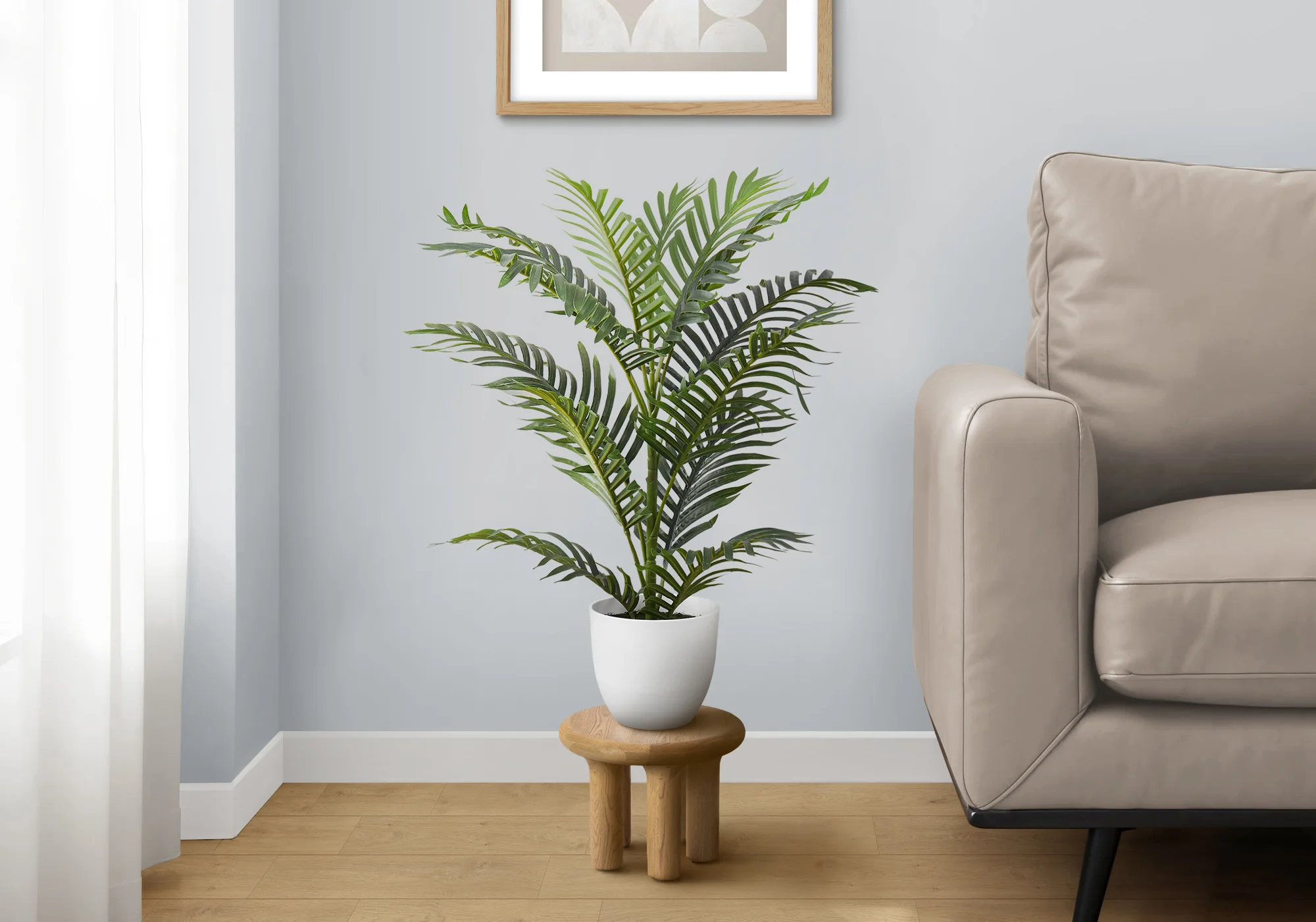 28" Palm Tree With 6" White Pot - Green - Image 2