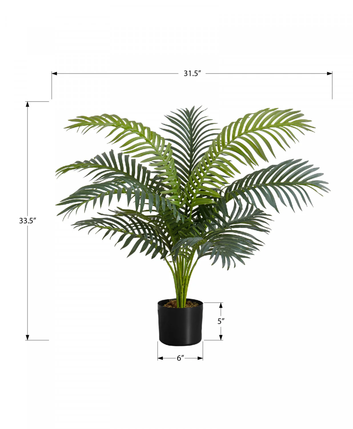 34" Palm Tree With 5" Black Pot - Green - Image 3