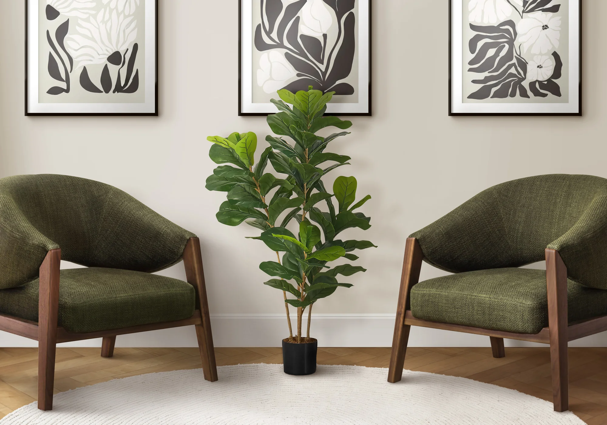 41" Fiddle Tree With 5" Black Pot - Green - Image 2