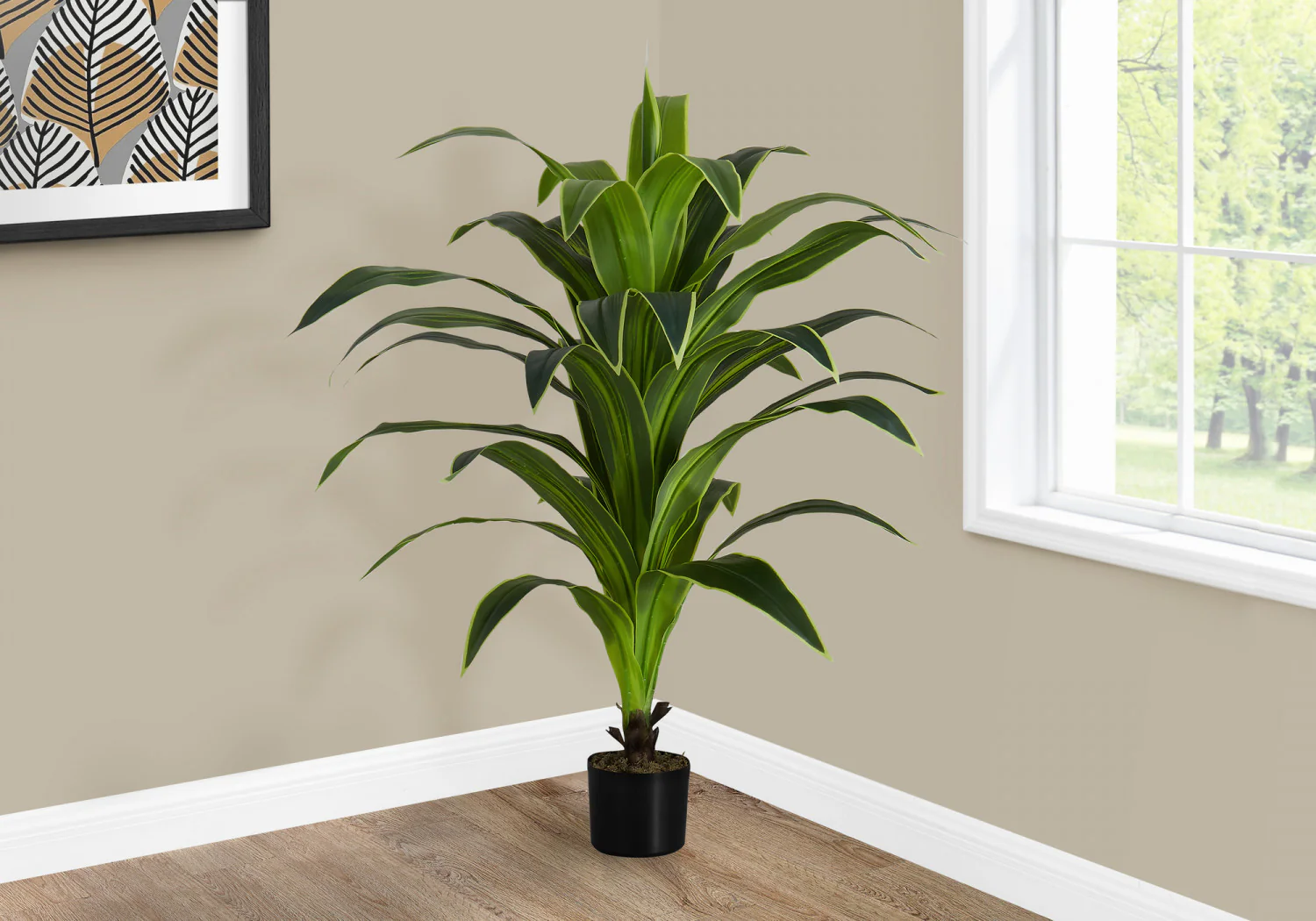 47" Dracaena Tree With 5" Black Pot - Green - Image 2