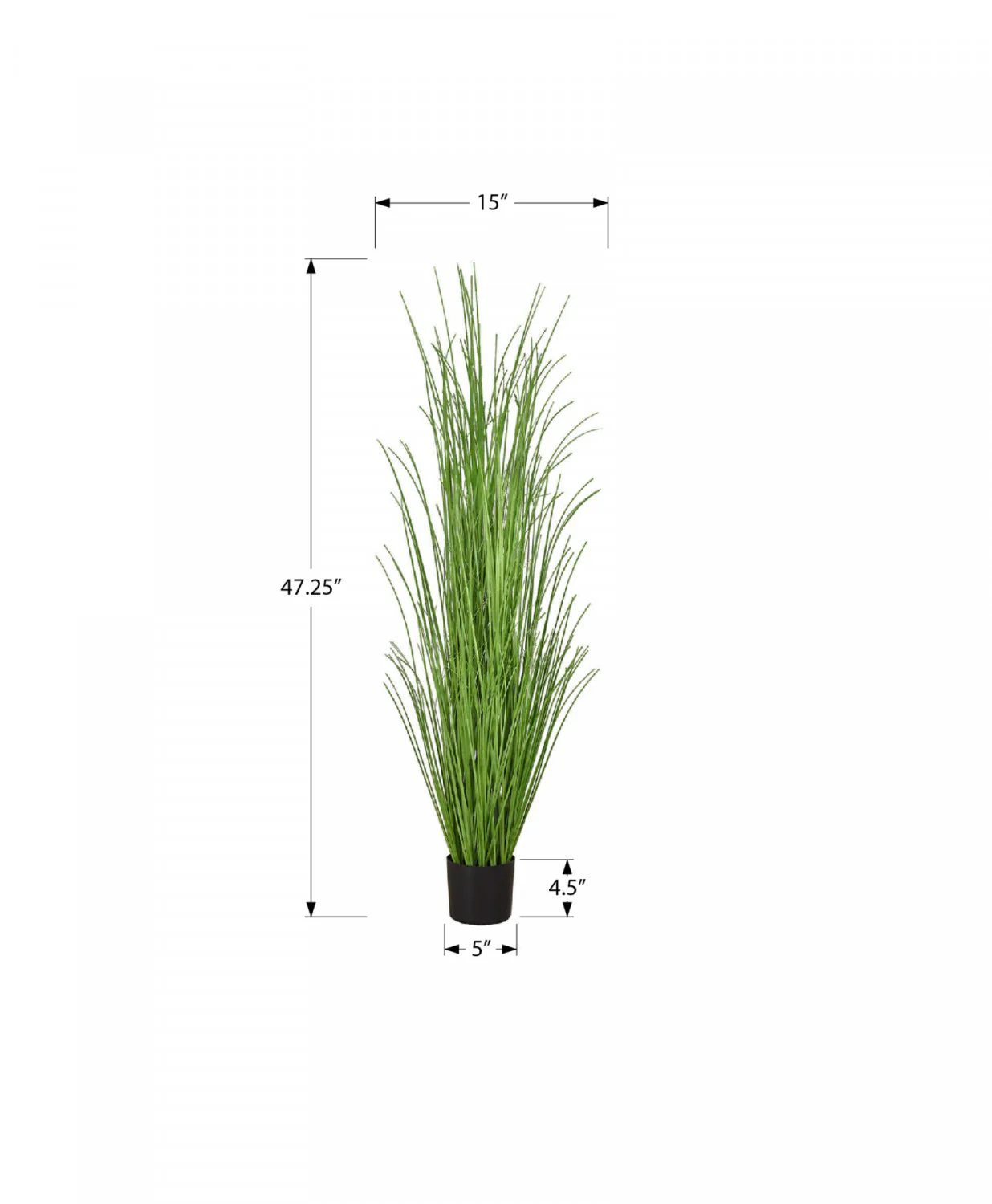 47" Grass Plant With 5" Black Pot - Green - Image 3