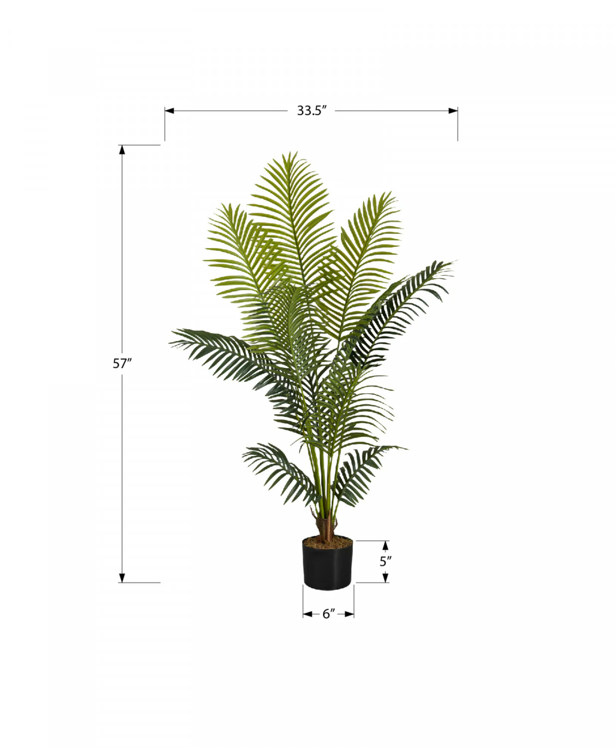 47" Palm Tree With 5" Black Pot - Green - Image 3