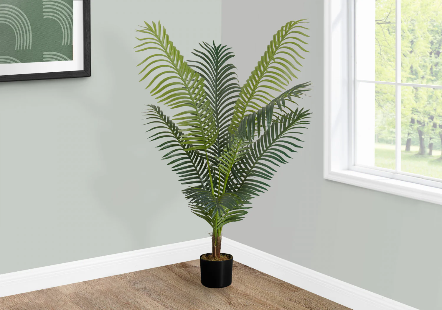 47" Palm Tree With 6" Black Pot - Green - Image 2