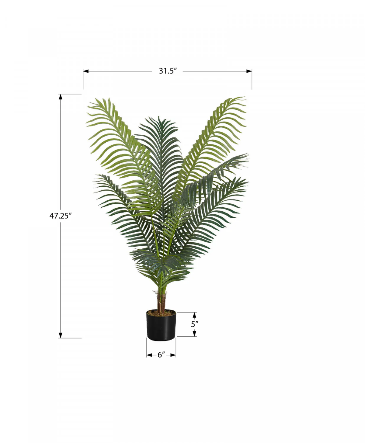 47" Palm Tree With 6" Black Pot - Green - Image 3
