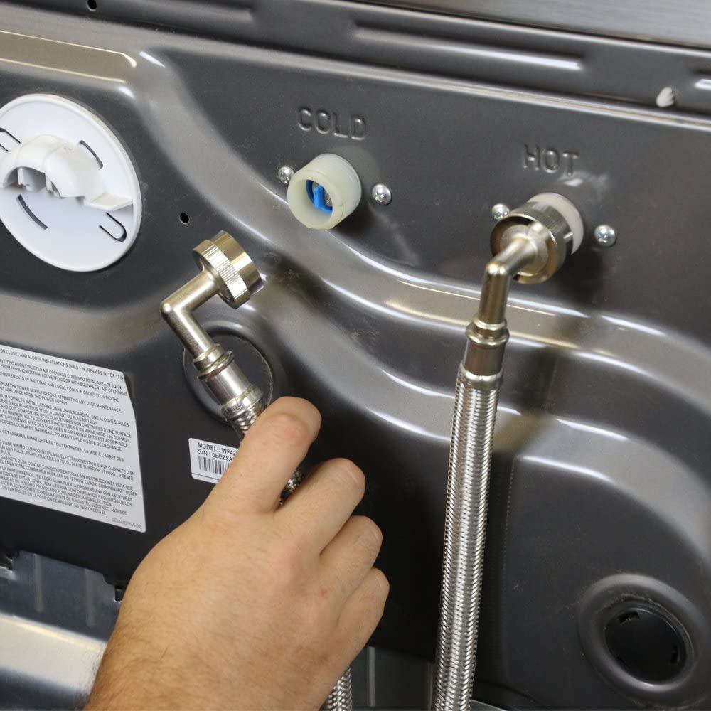 5 Ft Stainless Steel Washer Machine Hose with 90 deg elbow - 48374 - Image 2