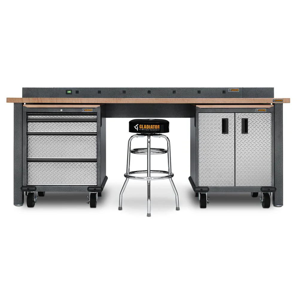 6' Wide 9-outlet Workbench Powerstrip - Hammered Granite Storage Solution - Image 2