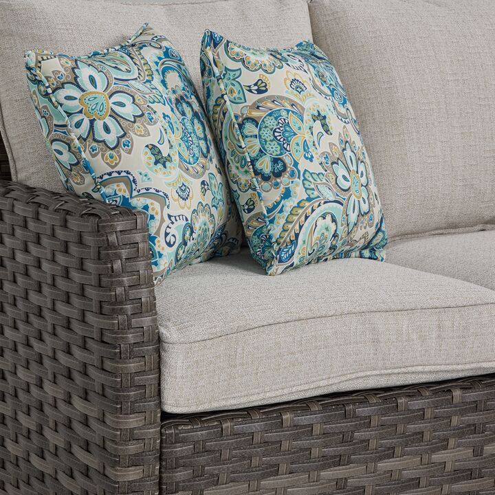Acadia 6-Piece Banquette Outdoor Furniture - Grey, Beige - Image 6