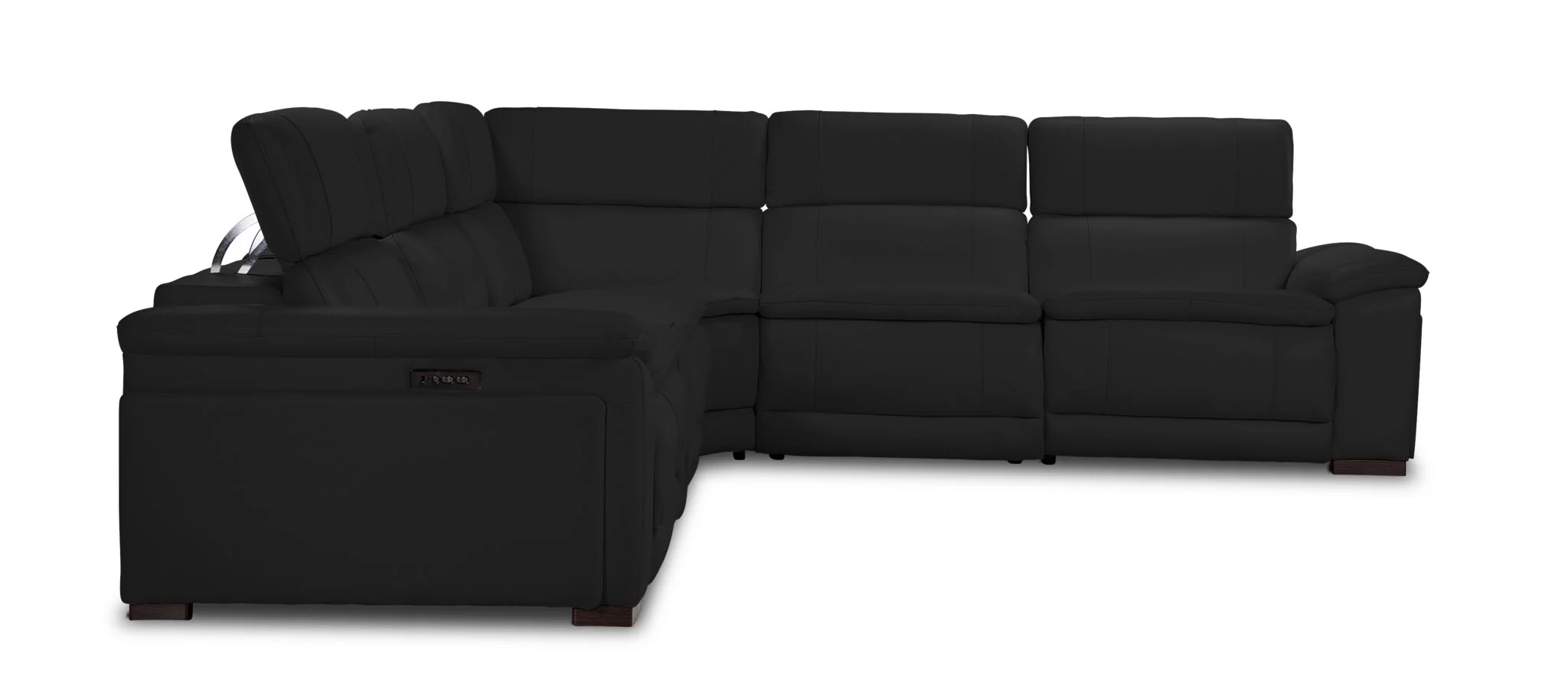 Ajax Leather 6-Piece Dual Power Reclining Sectional - Black - Image 2