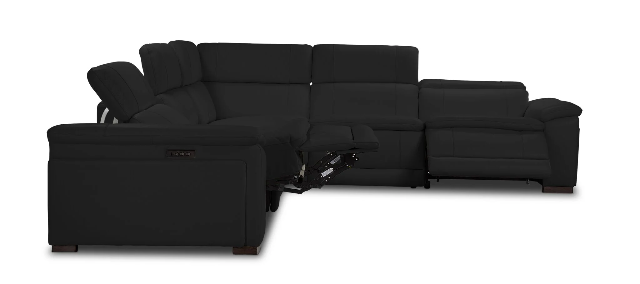 Ajax Leather 6-Piece Dual Power Reclining Sectional - Black - Image 5