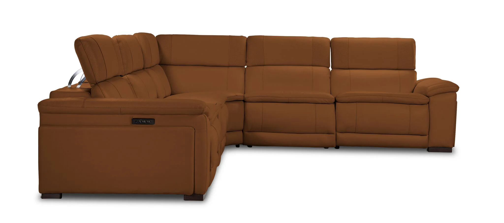 Ajax Leather 6-Piece Dual Power Reclining Sectional - Camel - Image 2