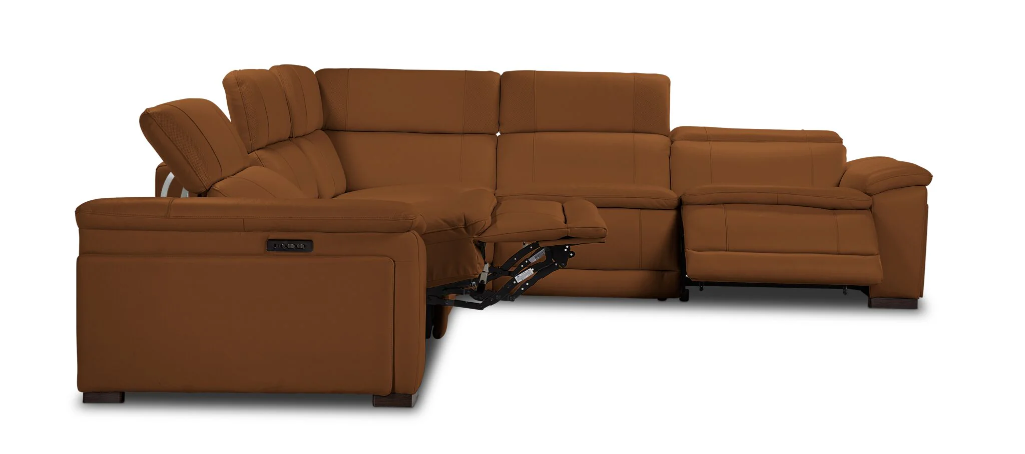 Ajax Leather 6-Piece Dual Power Reclining Sectional - Camel - Image 5