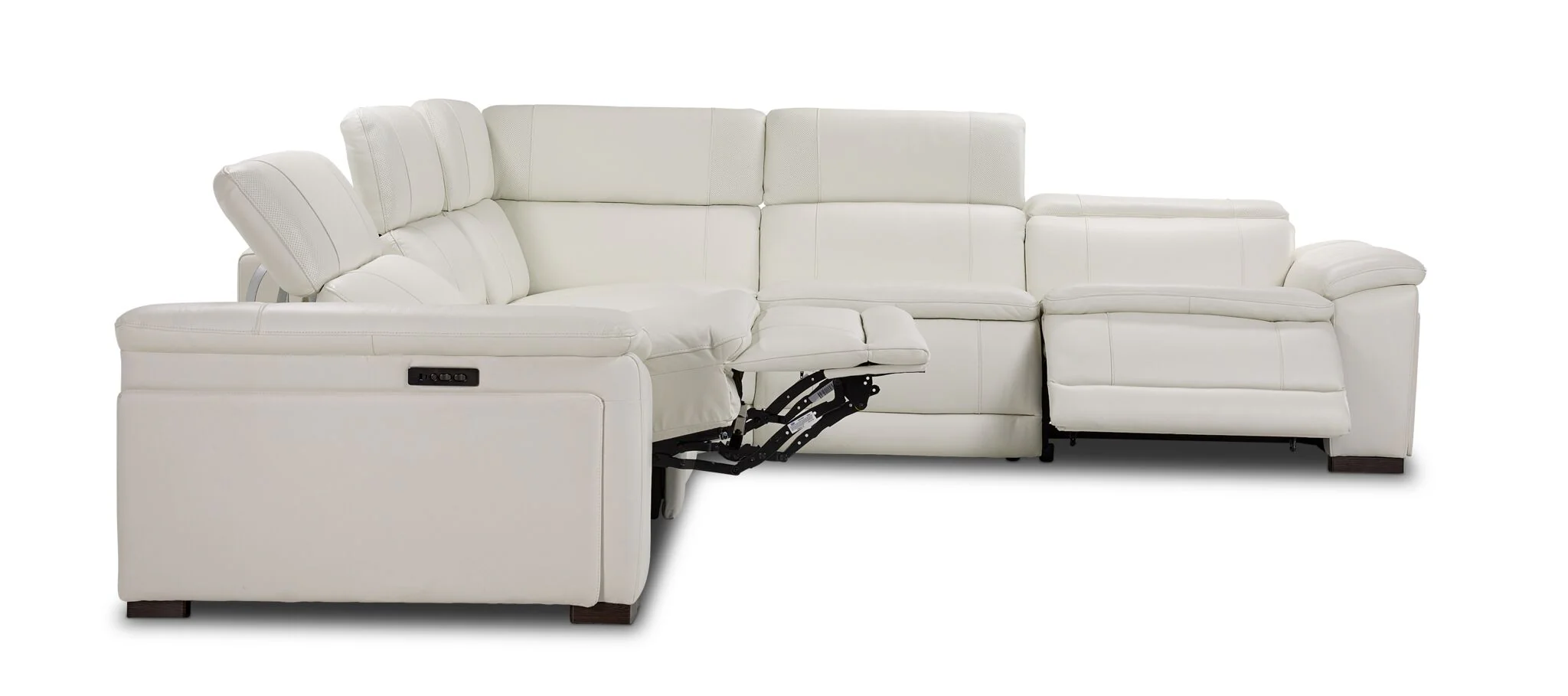 Ajax Leather 6-Piece Dual Power Reclining Sectional - White - Image 5