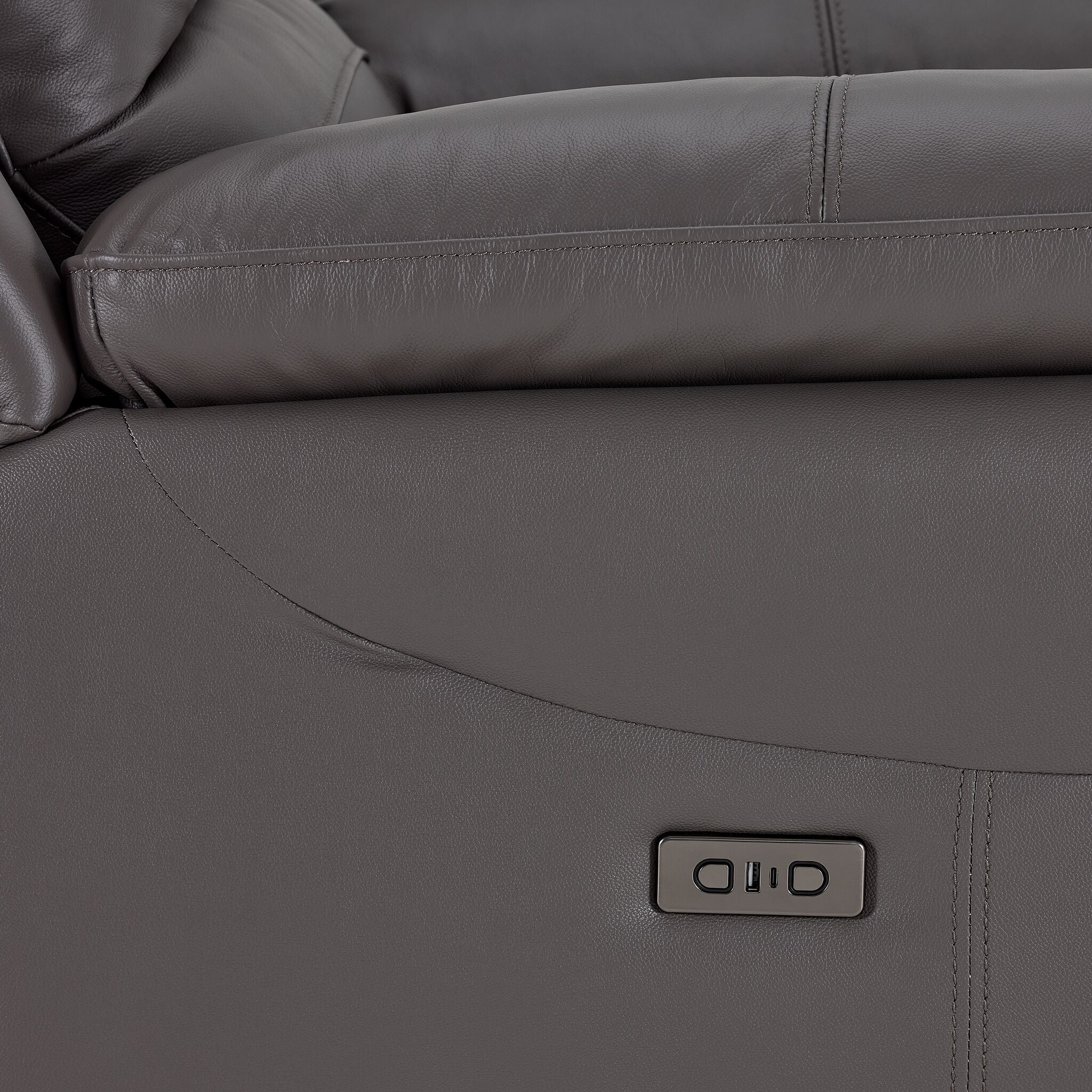 Alba Leather Power Recliner - Grey - Image 6