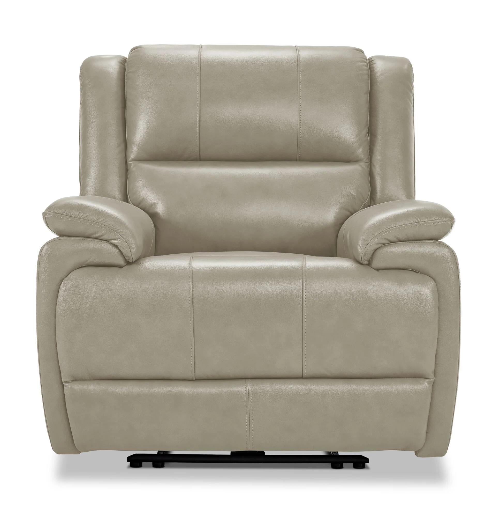 Allie Leather Dual Power Recliner - Fog - Image 2