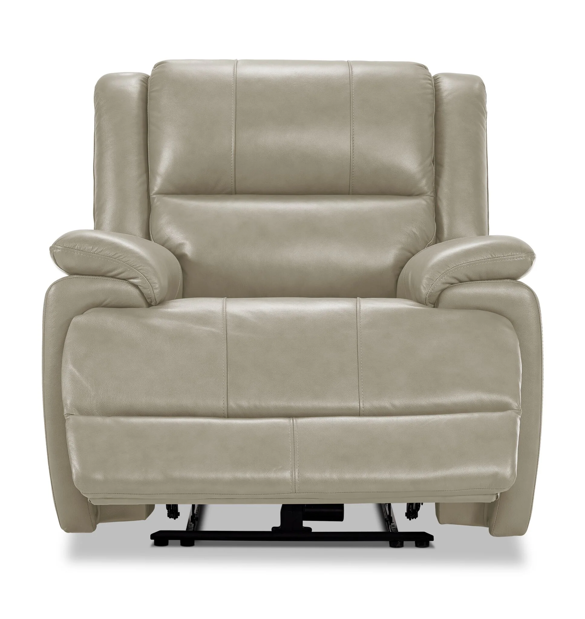 Allie Leather Dual Power Recliner - Fog - Image 5