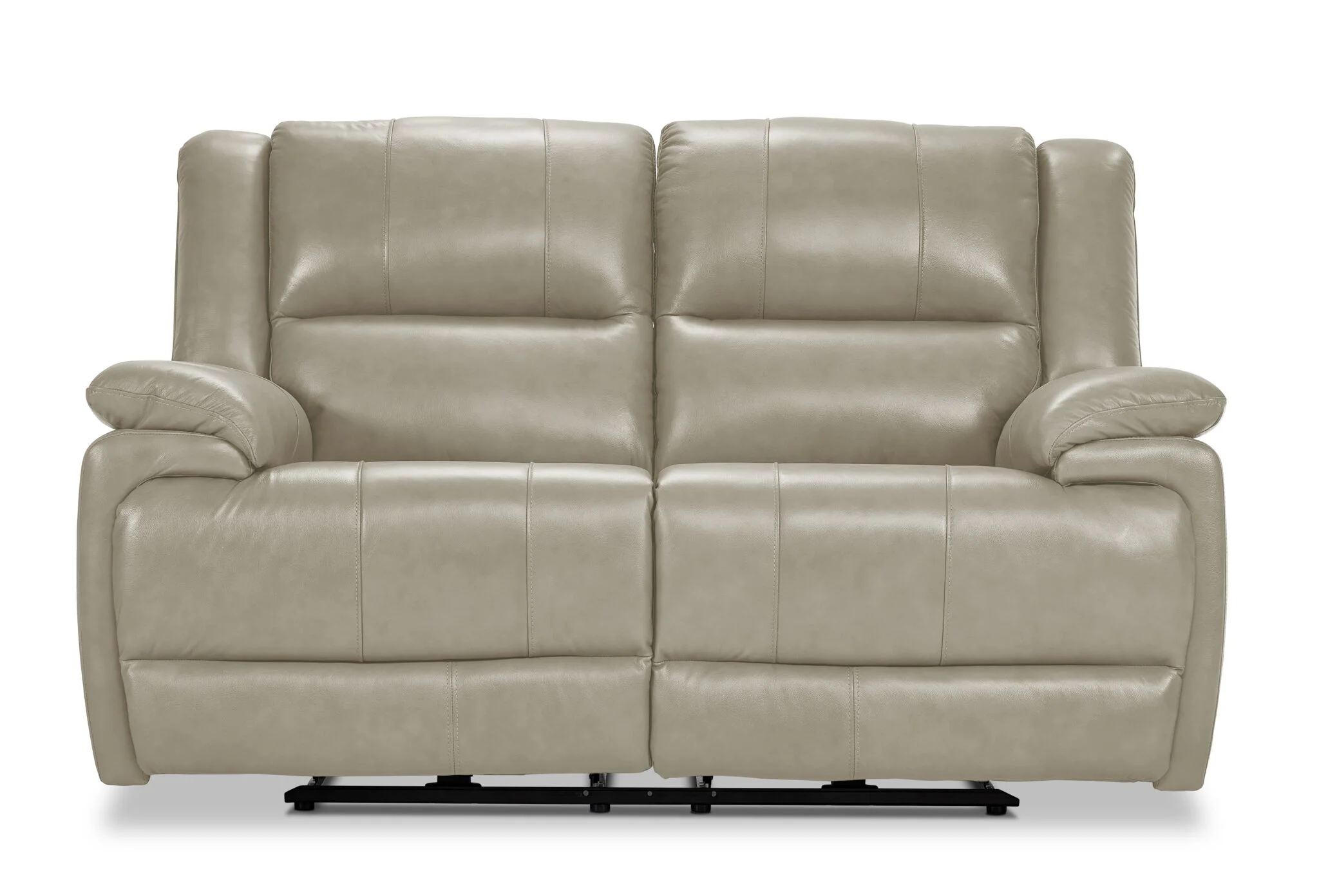 Allie Leather Dual Power Reclining Loveseat - Fog - Image 2