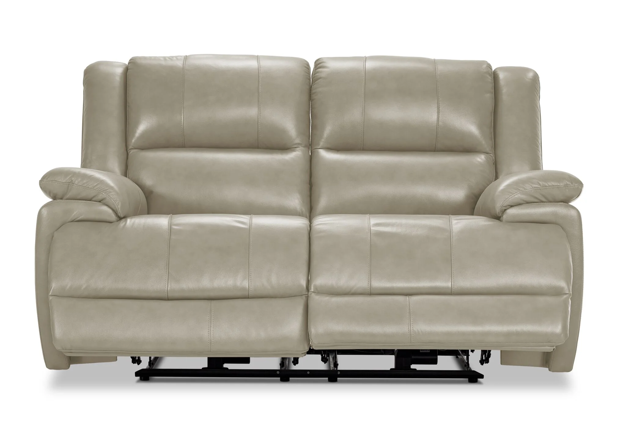 Allie Leather Dual Power Reclining Loveseat - Fog - Image 5