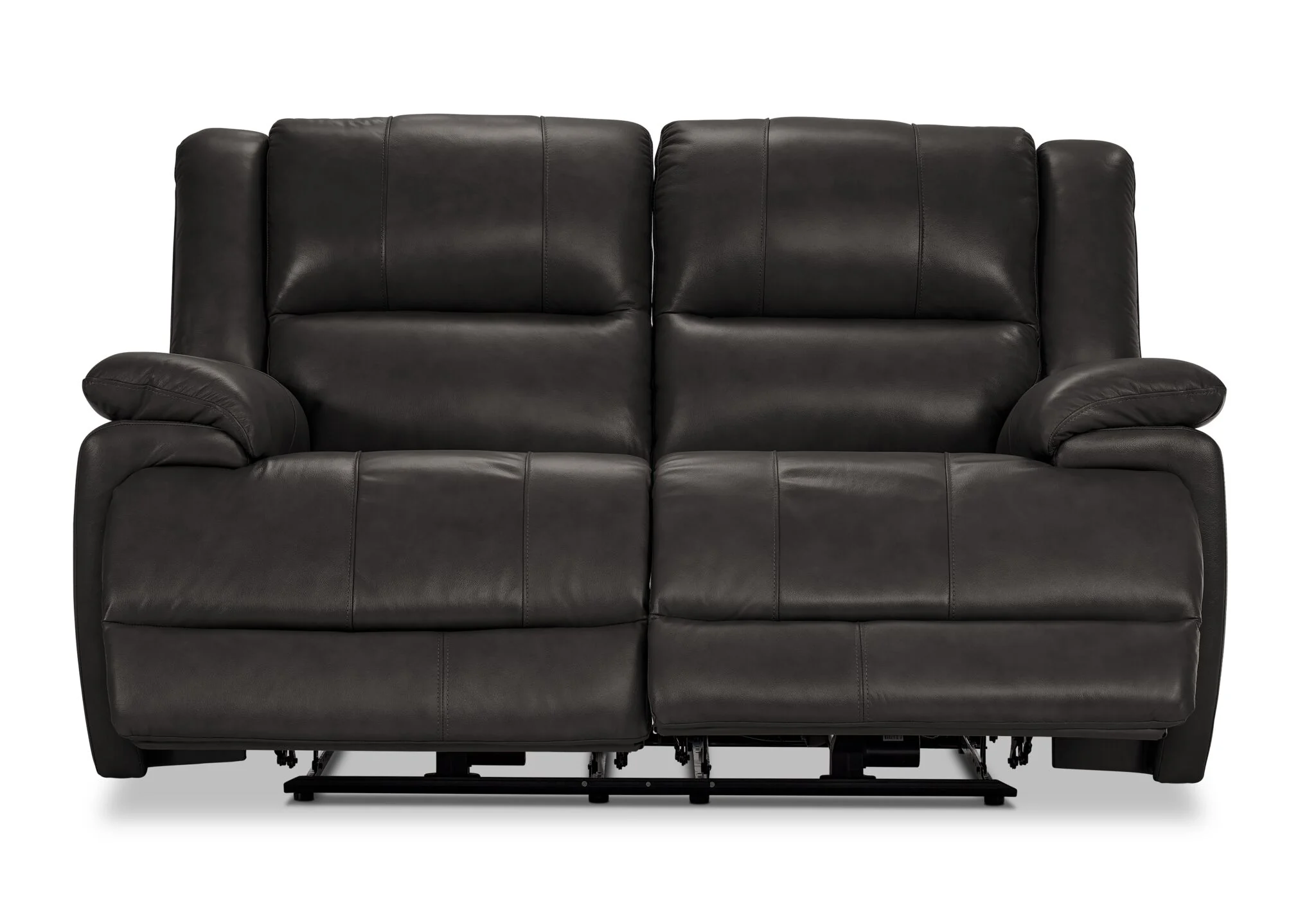 Allie Leather Dual Power Reclining Loveseat - Granite - Image 5
