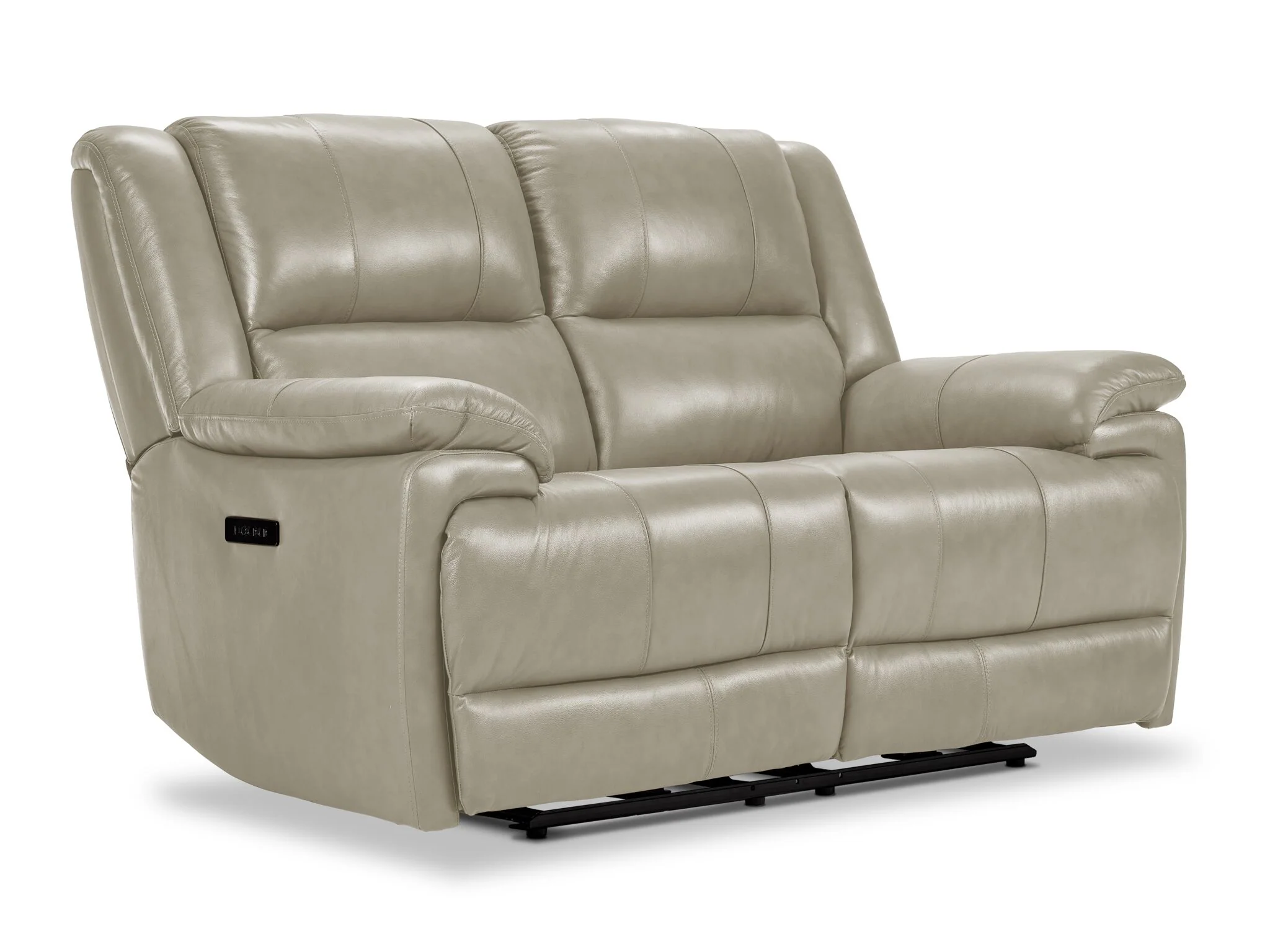 Allie Leather Dual Power Reclining Sofa and Loveseat Set - Fog - Image 3