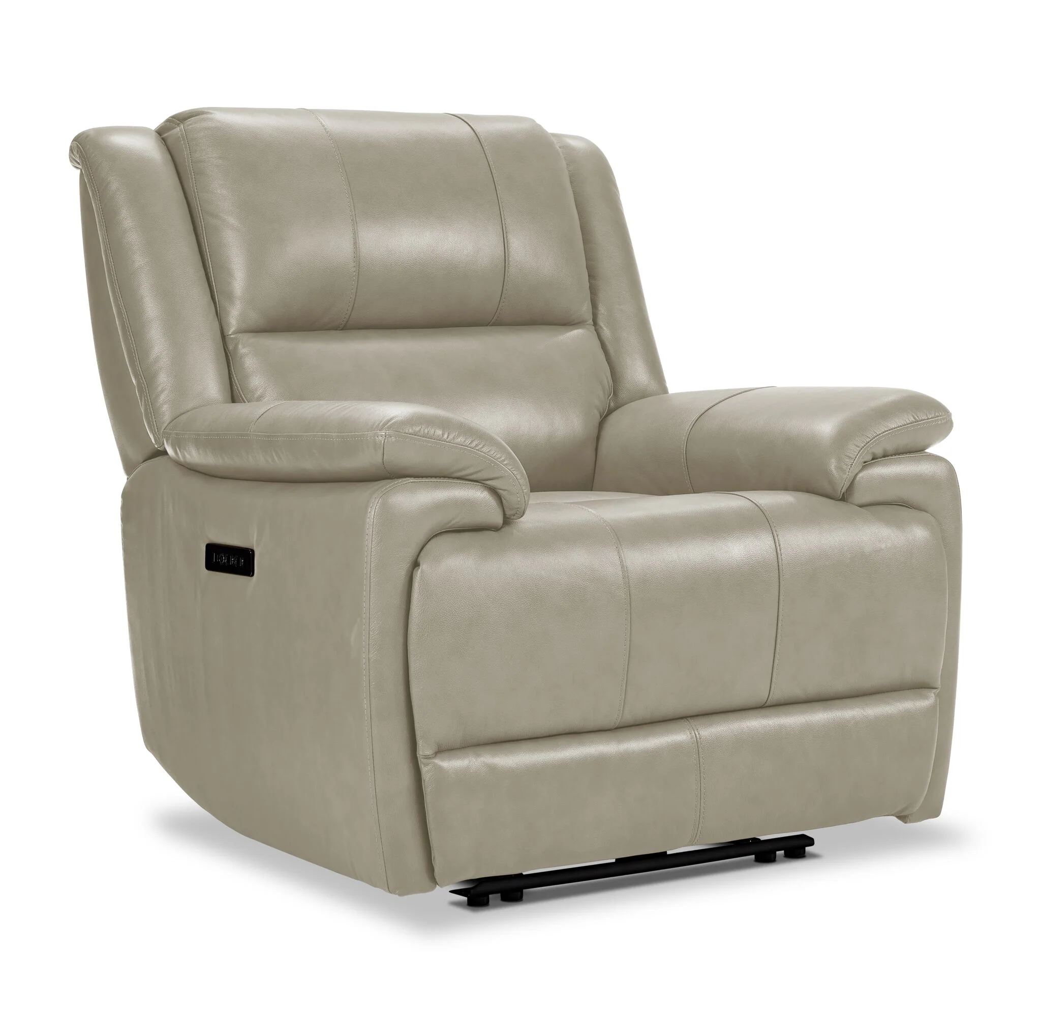 Allie Leather Dual Power Reclining Sofa and Recliner Set - Fog - Image 3