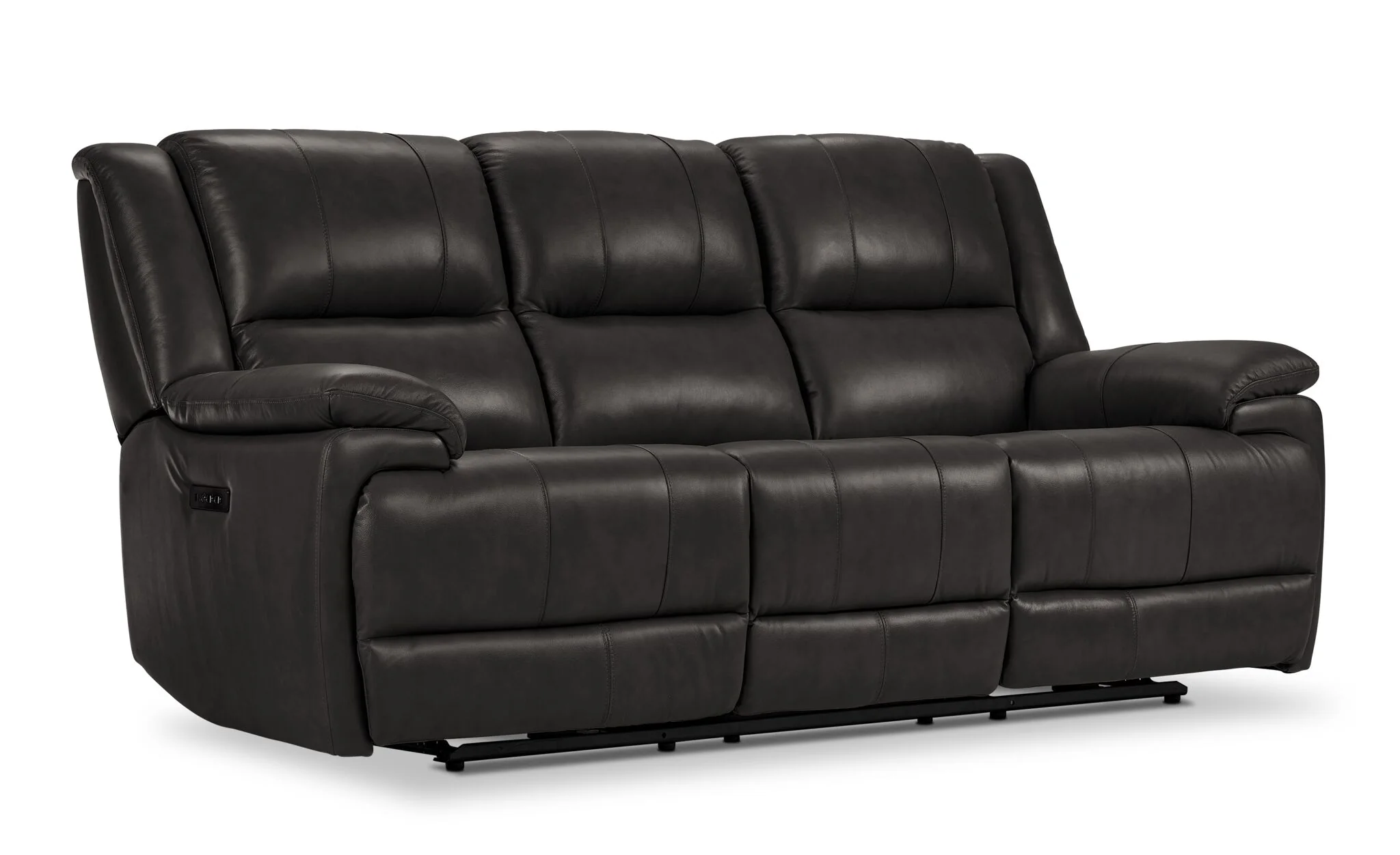 Allie Leather Dual Power Reclining Sofa and Recliner Set - Granite - Image 2