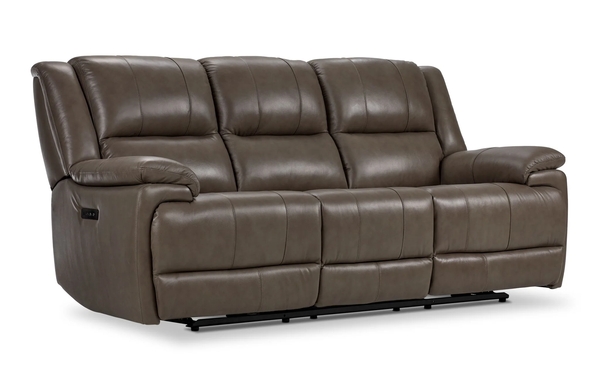 Allie Leather Dual Power Reclining Sofa and Recliner Set - Mocha - Image 2