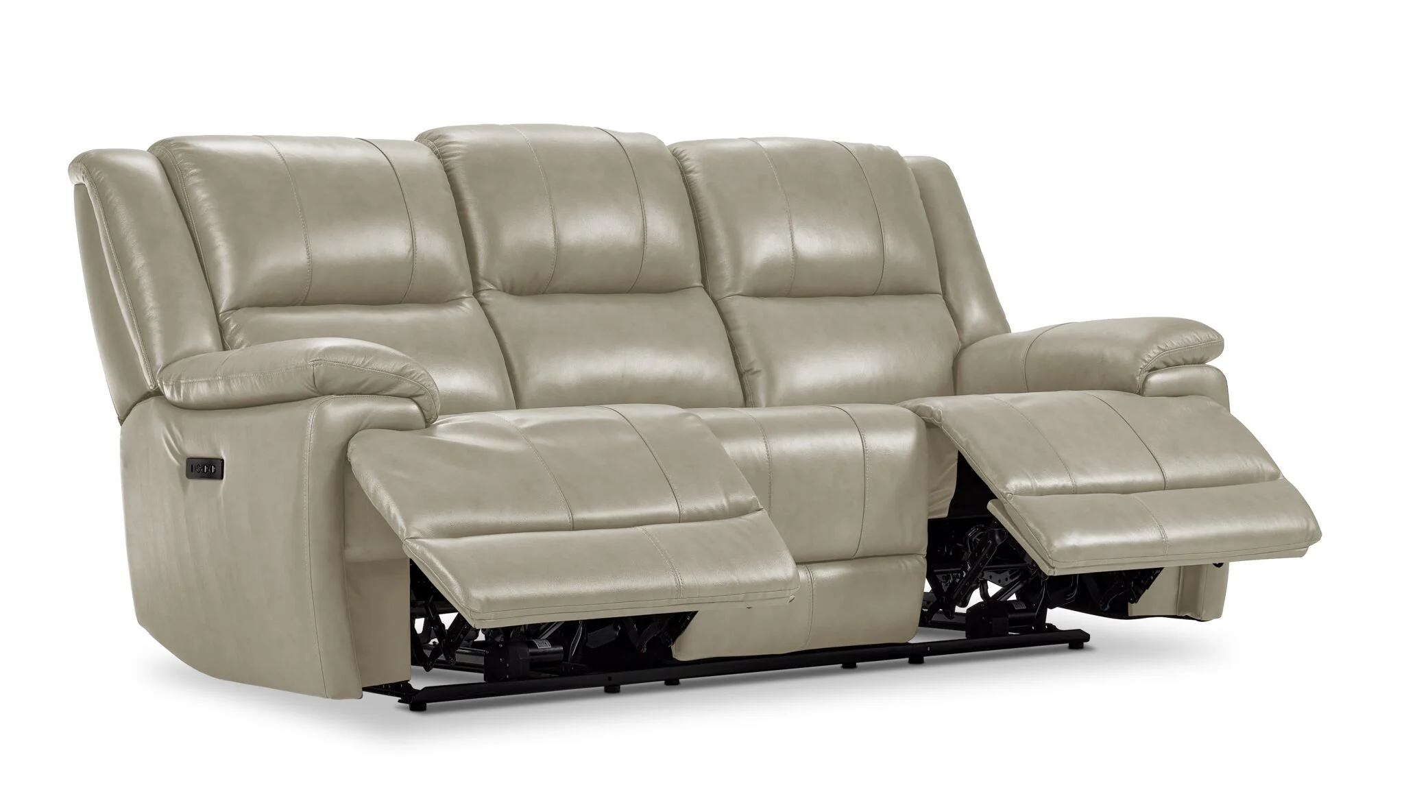 Allie Leather Dual Power Reclining Sofa - Fog - Image 4