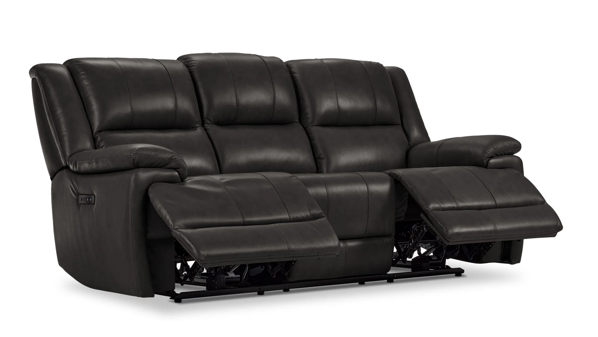 Allie Leather Dual Power Reclining Sofa - Granite - Image 4