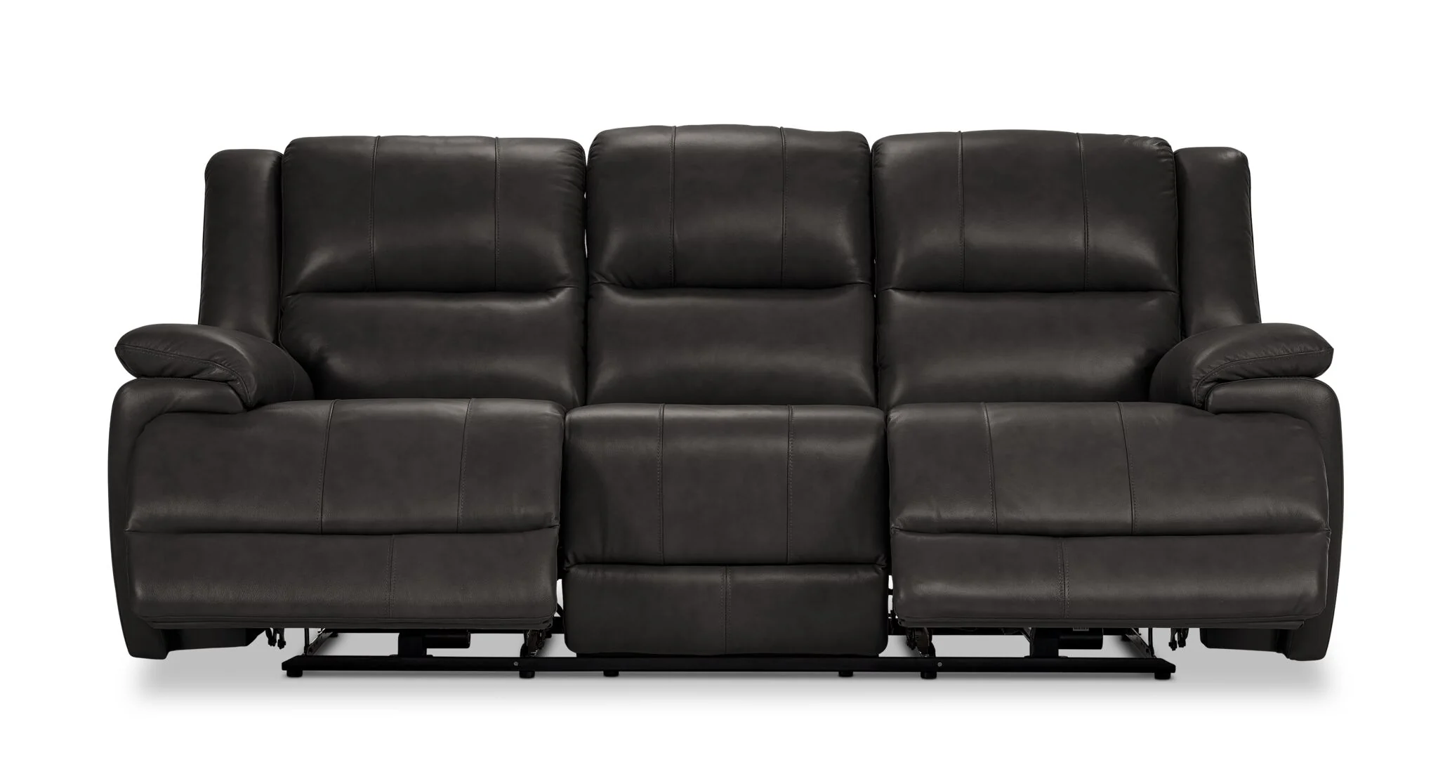 Allie Leather Dual Power Reclining Sofa - Granite - Image 5