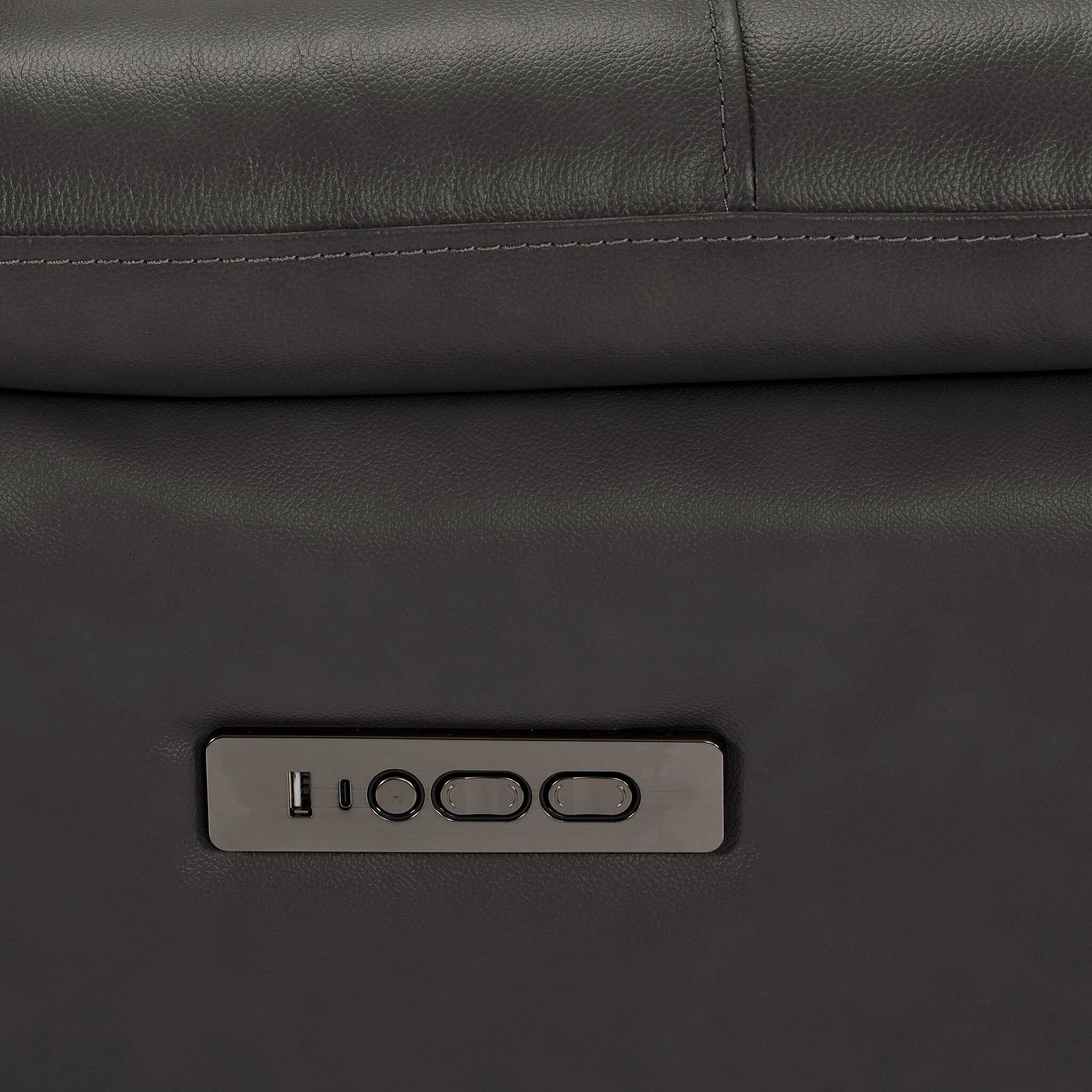Allie Leather Dual Power Reclining Sofa - Granite - Image 6