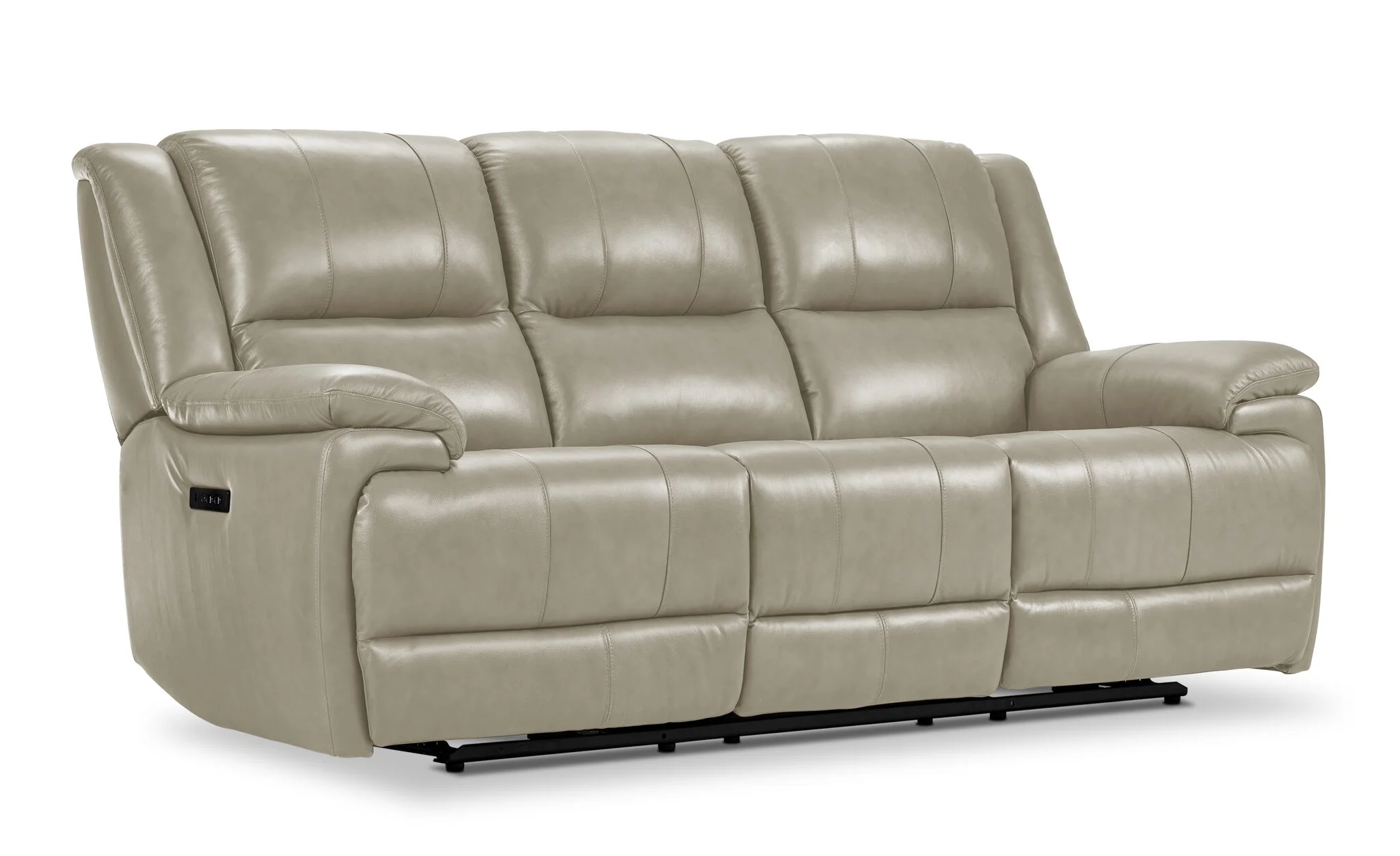 Allie Leather Dual Power Reclining Sofa, Loveseat and Recliner Set - Fog - Image 2