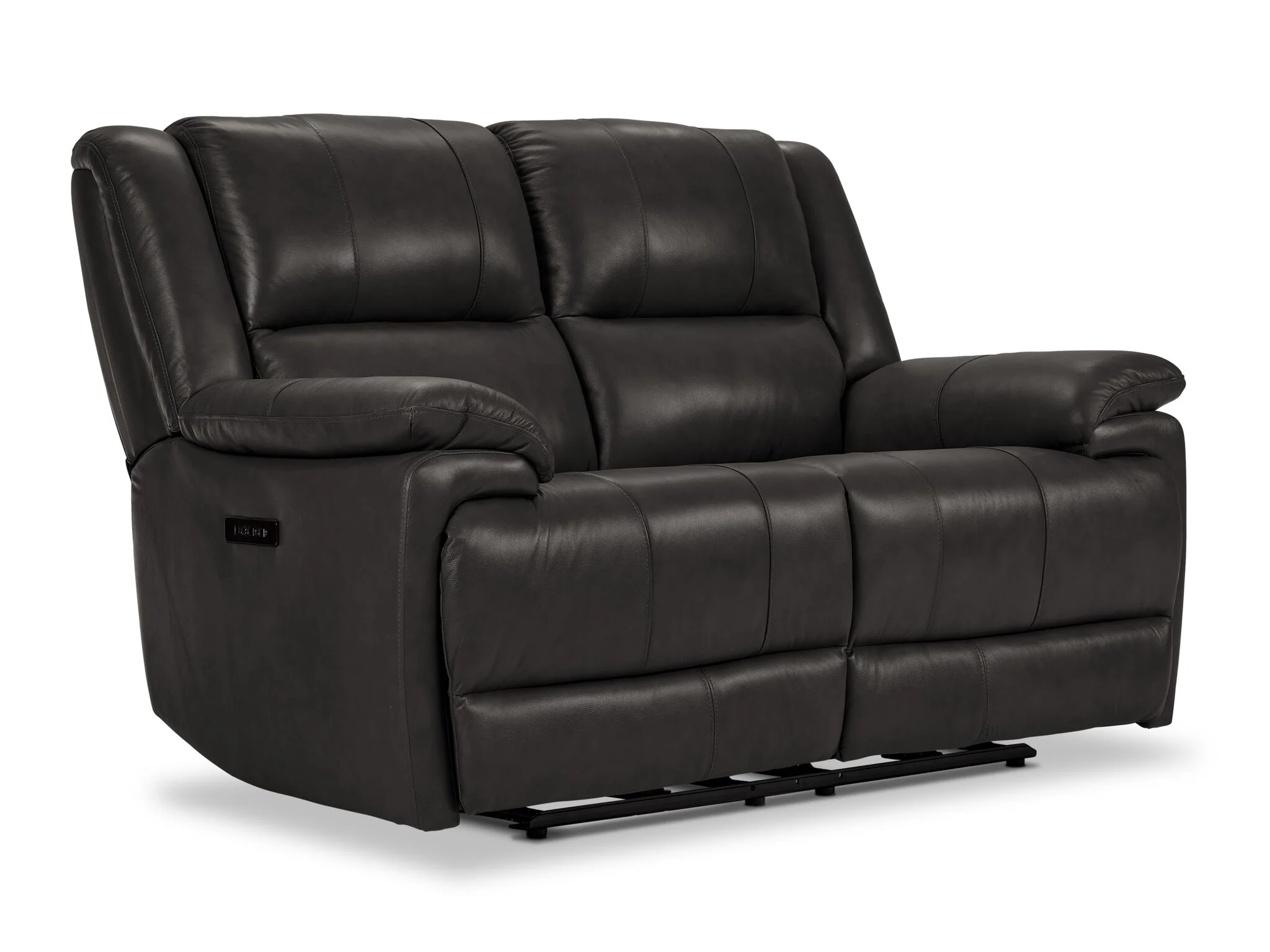 Allie Leather Dual Power Reclining Sofa, Loveseat and Recliner Set - Granite - Image 3