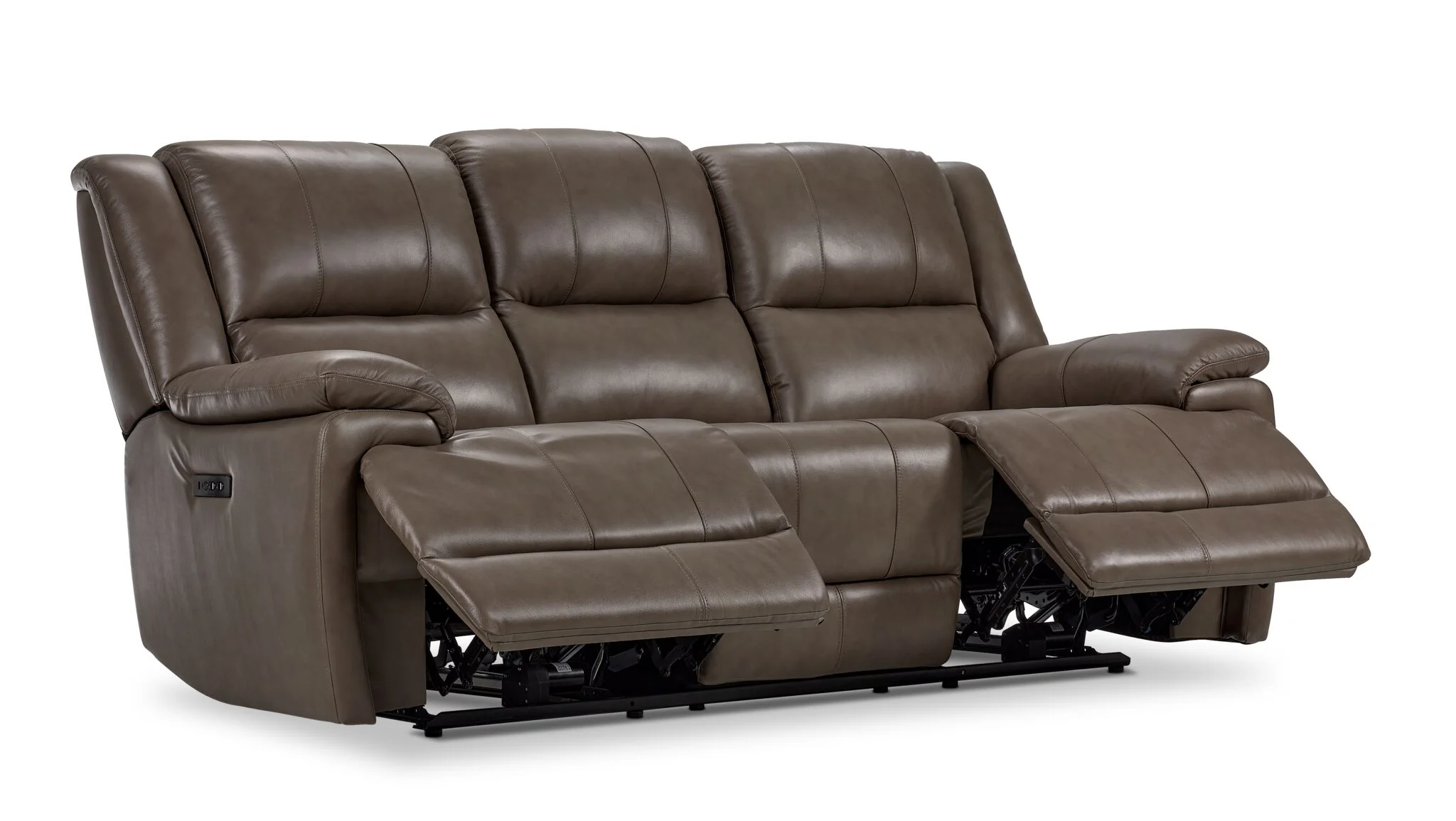 Allie Leather Dual Power Reclining Sofa - Mocha - Image 4