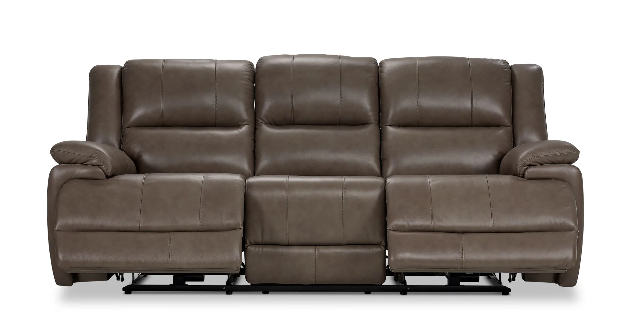 Allie Leather Dual Power Reclining Sofa - Mocha - Image 5