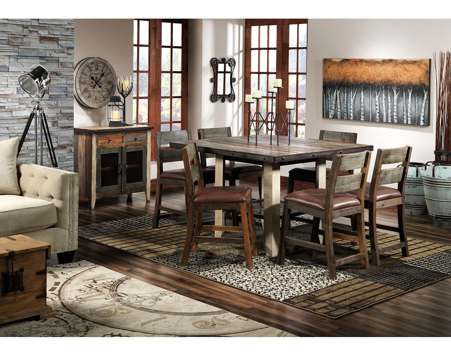 Allison Pine Pub-Height Stool - Antiqued Pine - Image 2