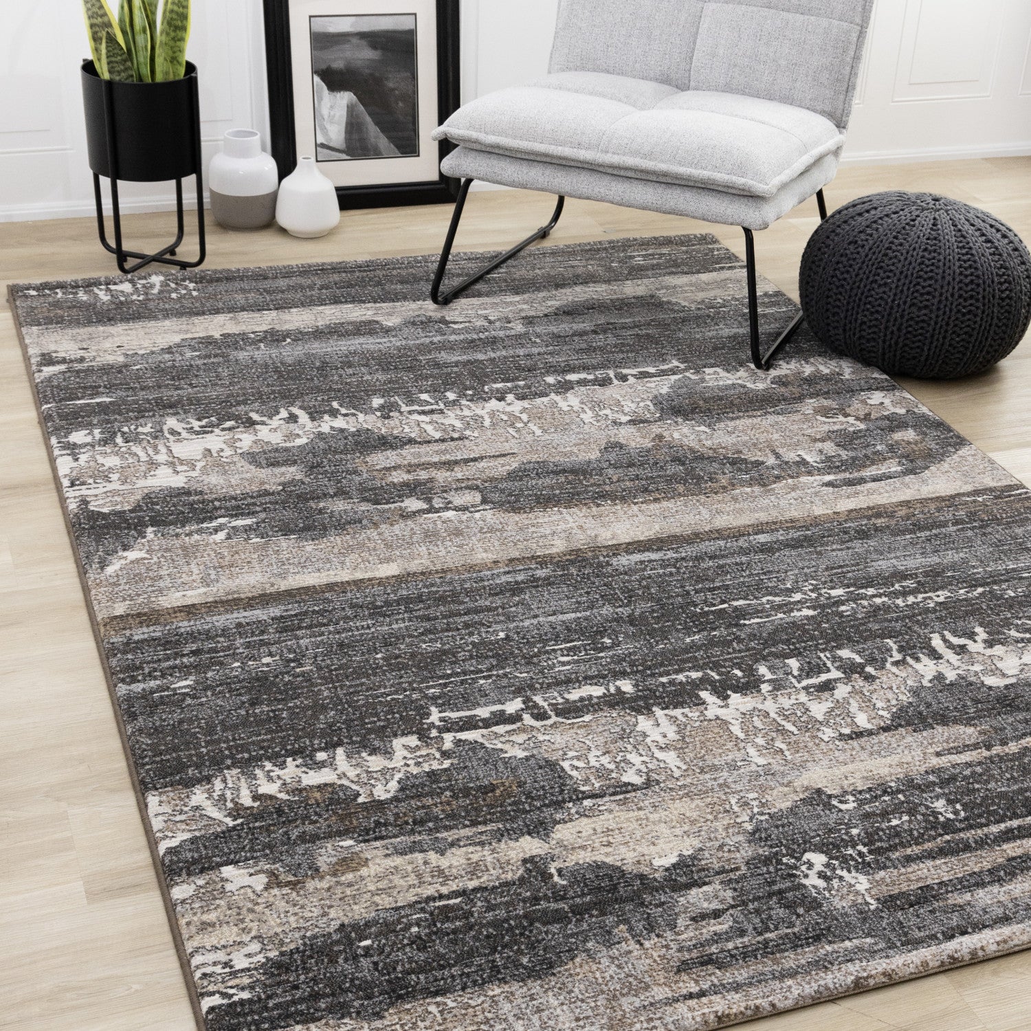 Allure Modern Dark Area Rug - 8' X 11' - Black/Brown - Image 2