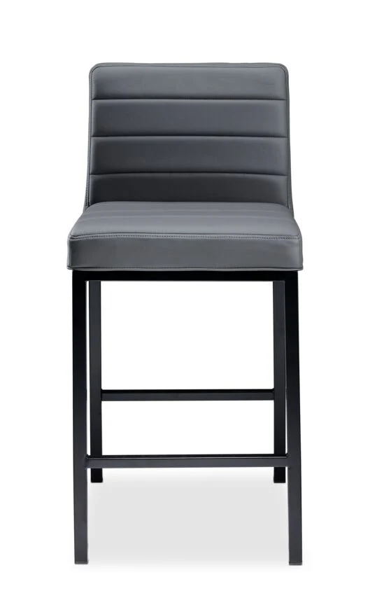 Amos Counter Height Stool - Grey Leather Look - Image 2