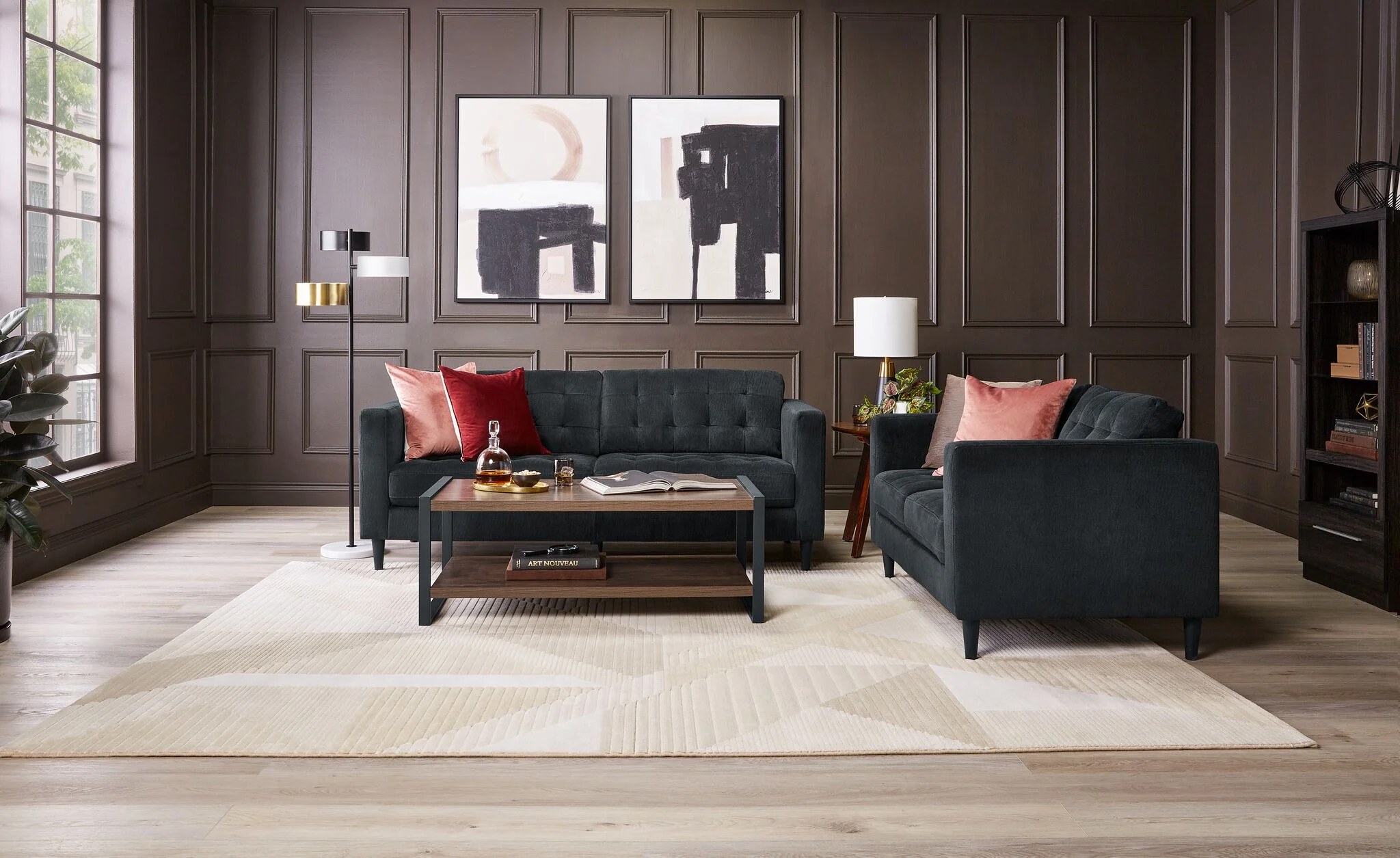 Anthena Sofa and Loveseat Set - Charcoal - Image 3
