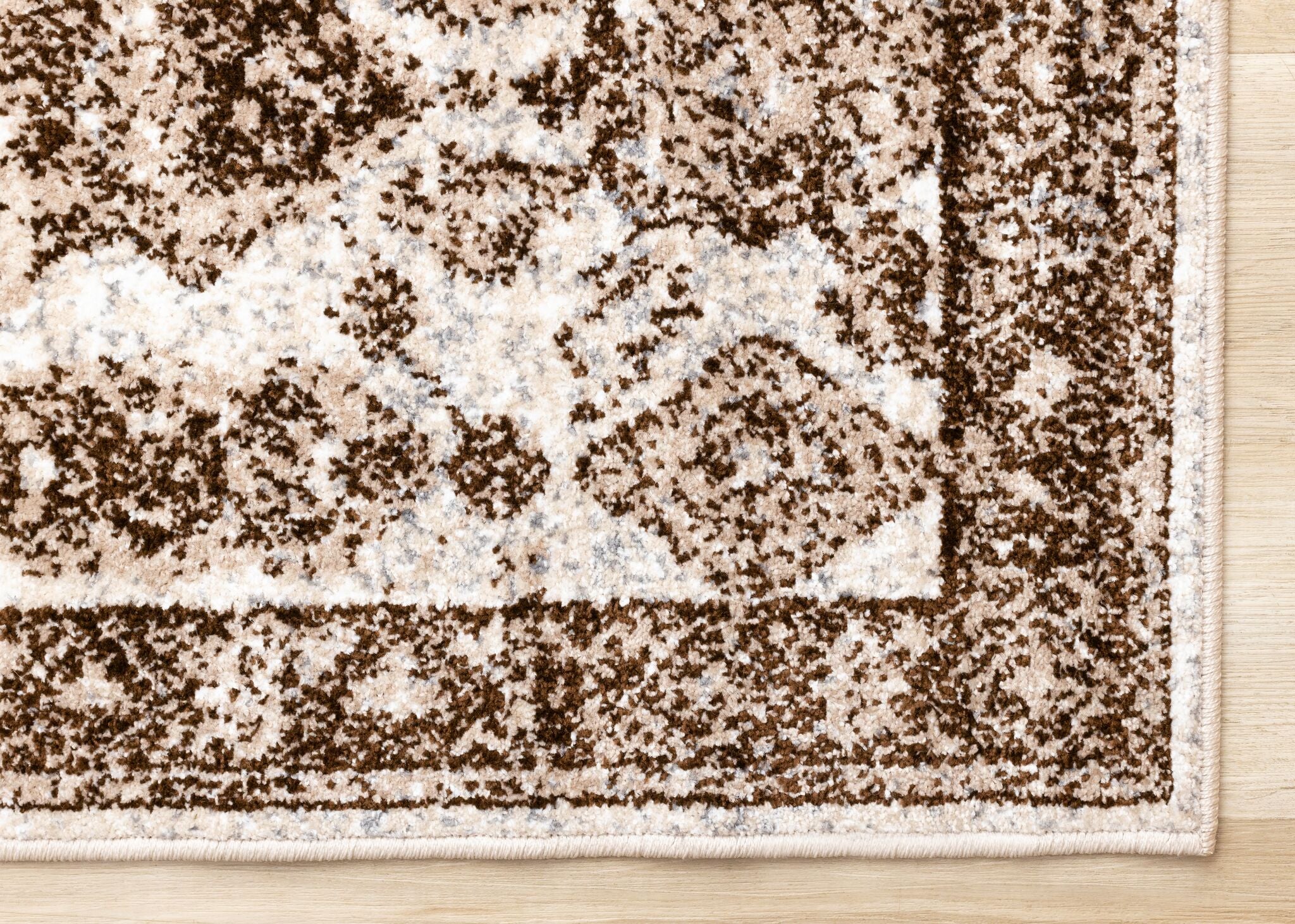 Antique Charm 6'7" x 9'6" Distressed Classic Area Rug - Brown, Grey, White - Image 4