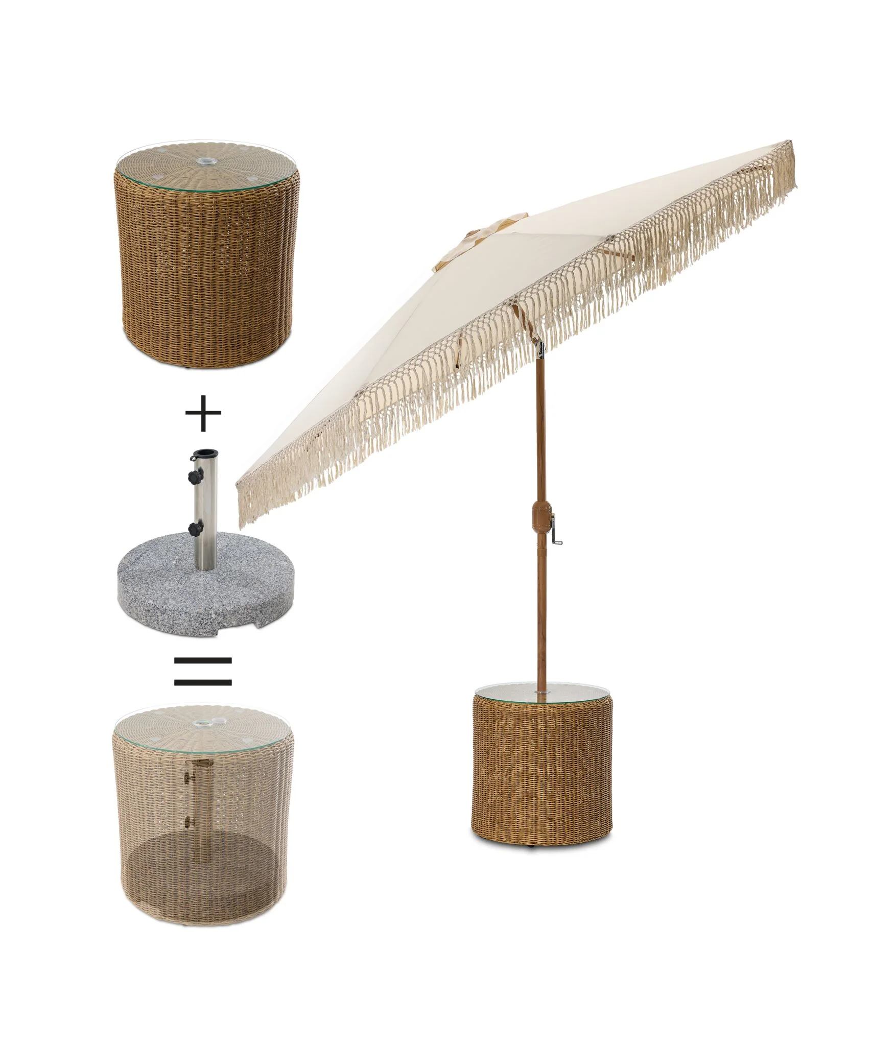 Apex 2 - Piece Outdoor Wicker Umbrella Side Table - Brown - Image 5