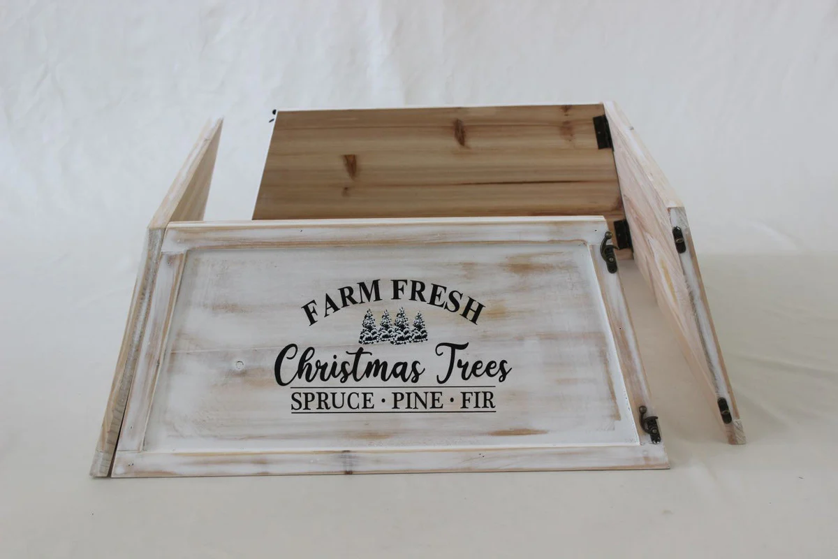 Arendal Large Wooden Farmhouse Christmas Tree Collar - Whitewashed - Image 8