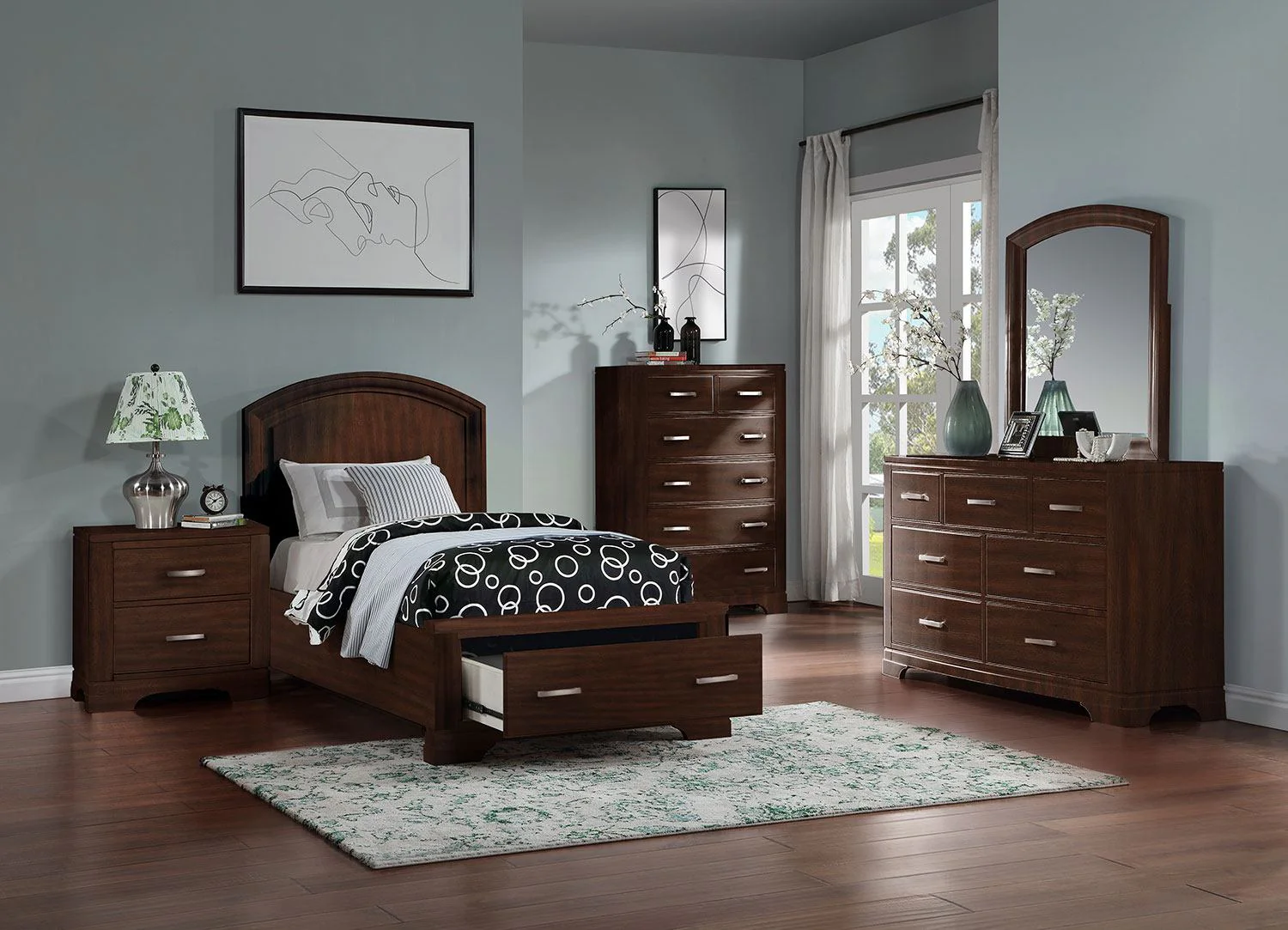 Arista 3-Piece Twin Storage Bed - Brown Cherry - Image 2