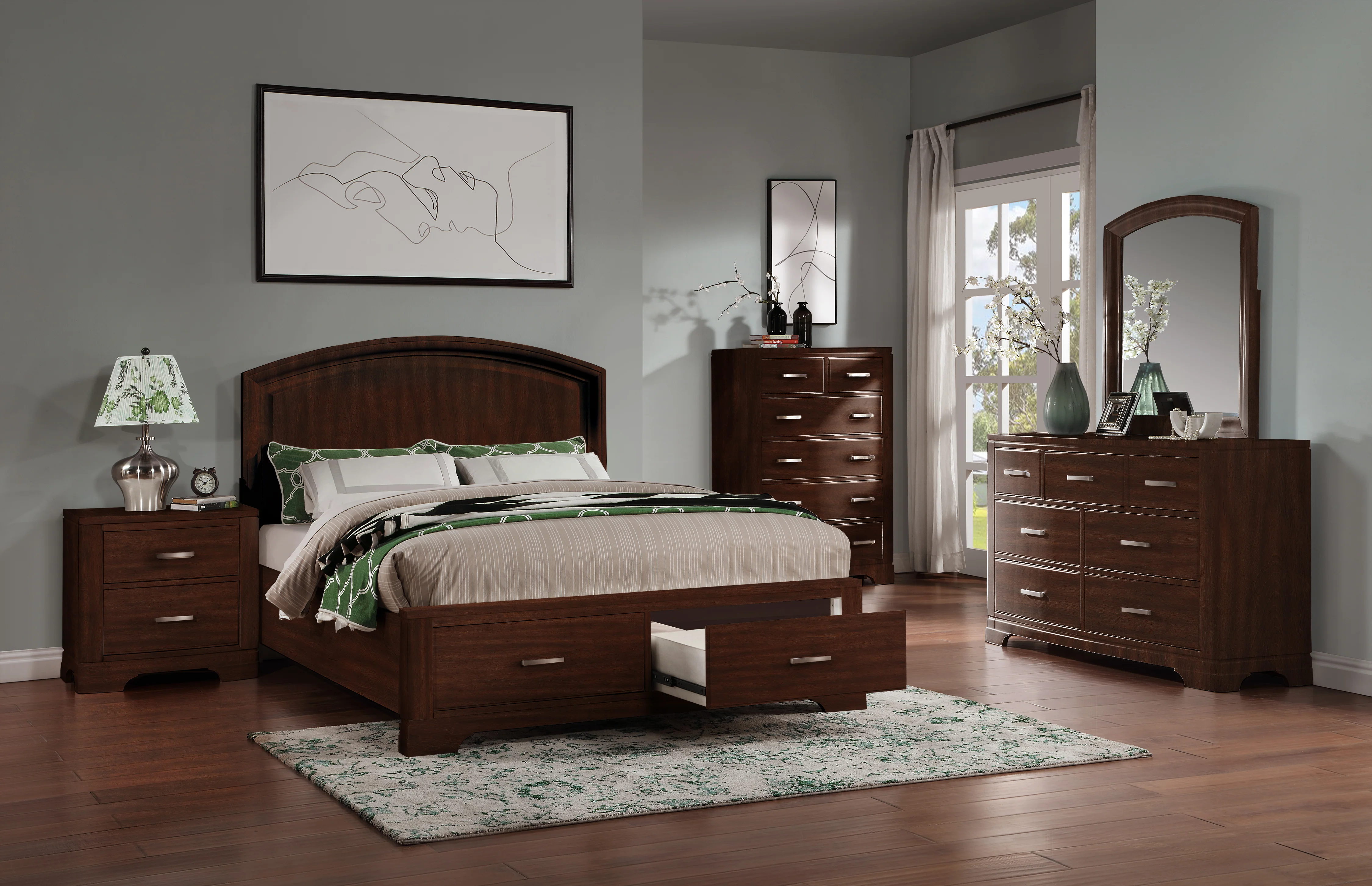 Arista 7-Drawer Dresser - Brown Cherry - Image 2