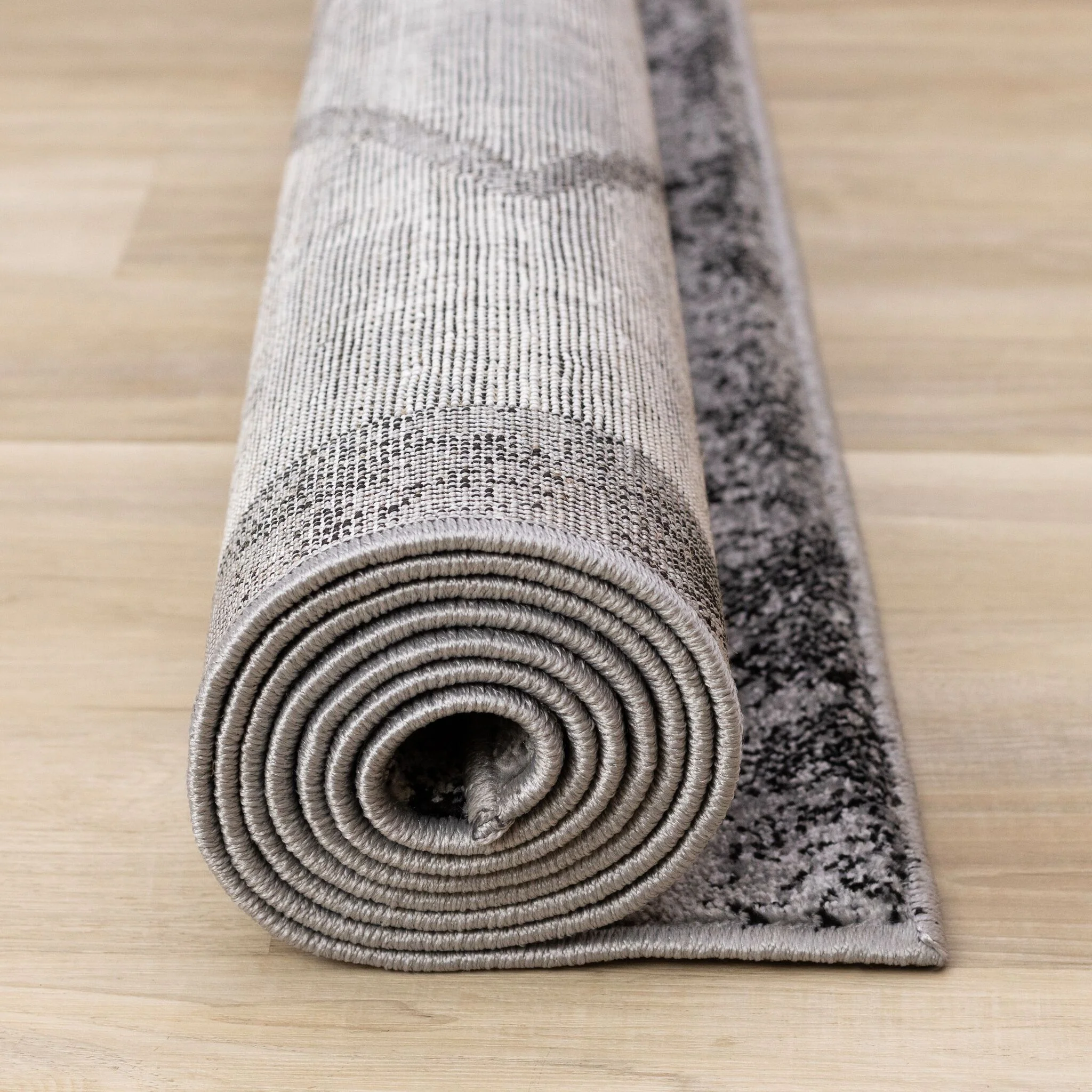 Ashwood 5'3" x 7'7" Distressed Lattice Area Rug - Grey, Black, White - Image 10