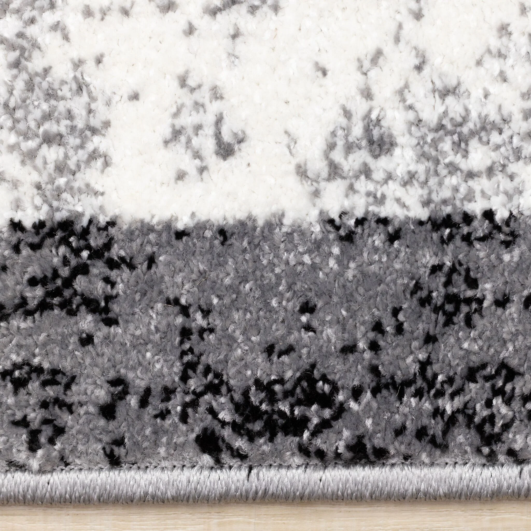 Ashwood 6'7" x 9'10" Distressed Lattice Area Rug - Grey, Black, White - Image 4