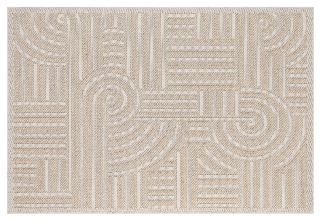Assia Curves Outdoor Rug - 5' x 7' - Beige
