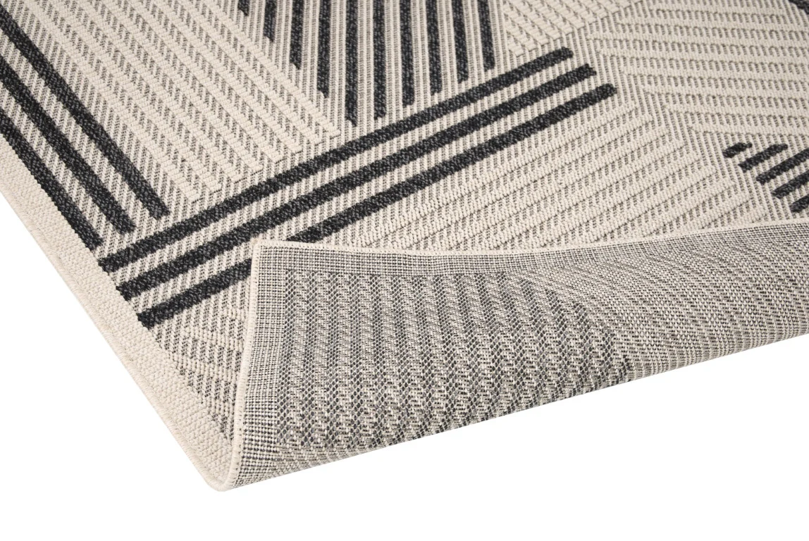 Assia Modern Outdoor Rug - 6' x 9' - Grey/Black - Image 2