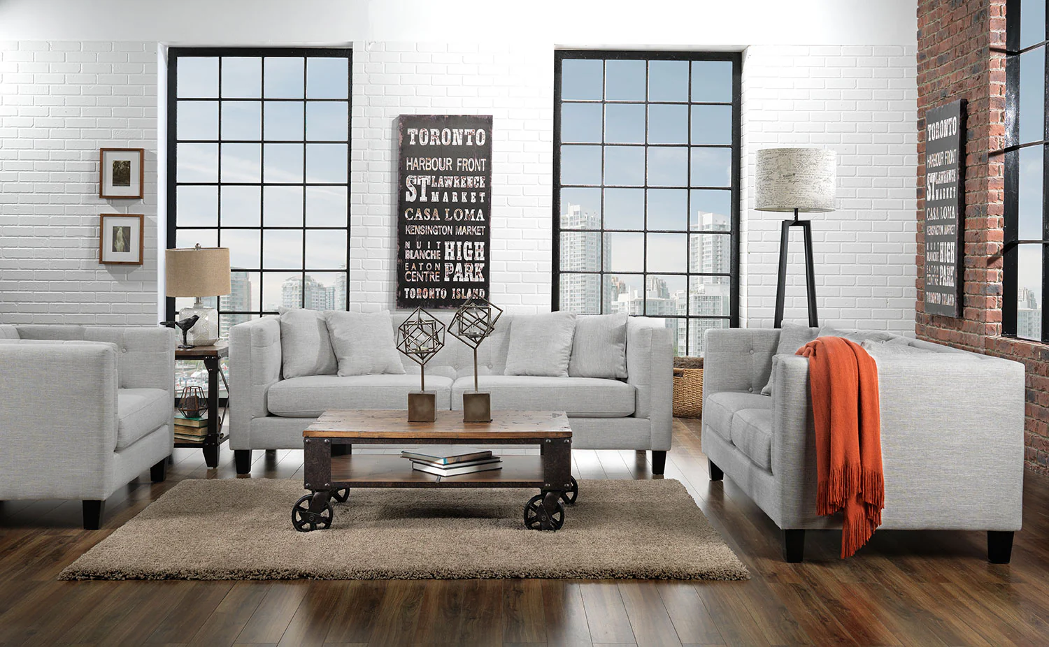 Astin Sofa and Chair and a Half Set - Grey - Image 2