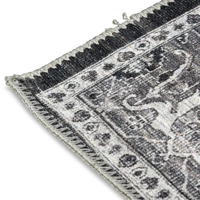 Aura Traditional Rug - 6' x 9' - Black /White - Image 3